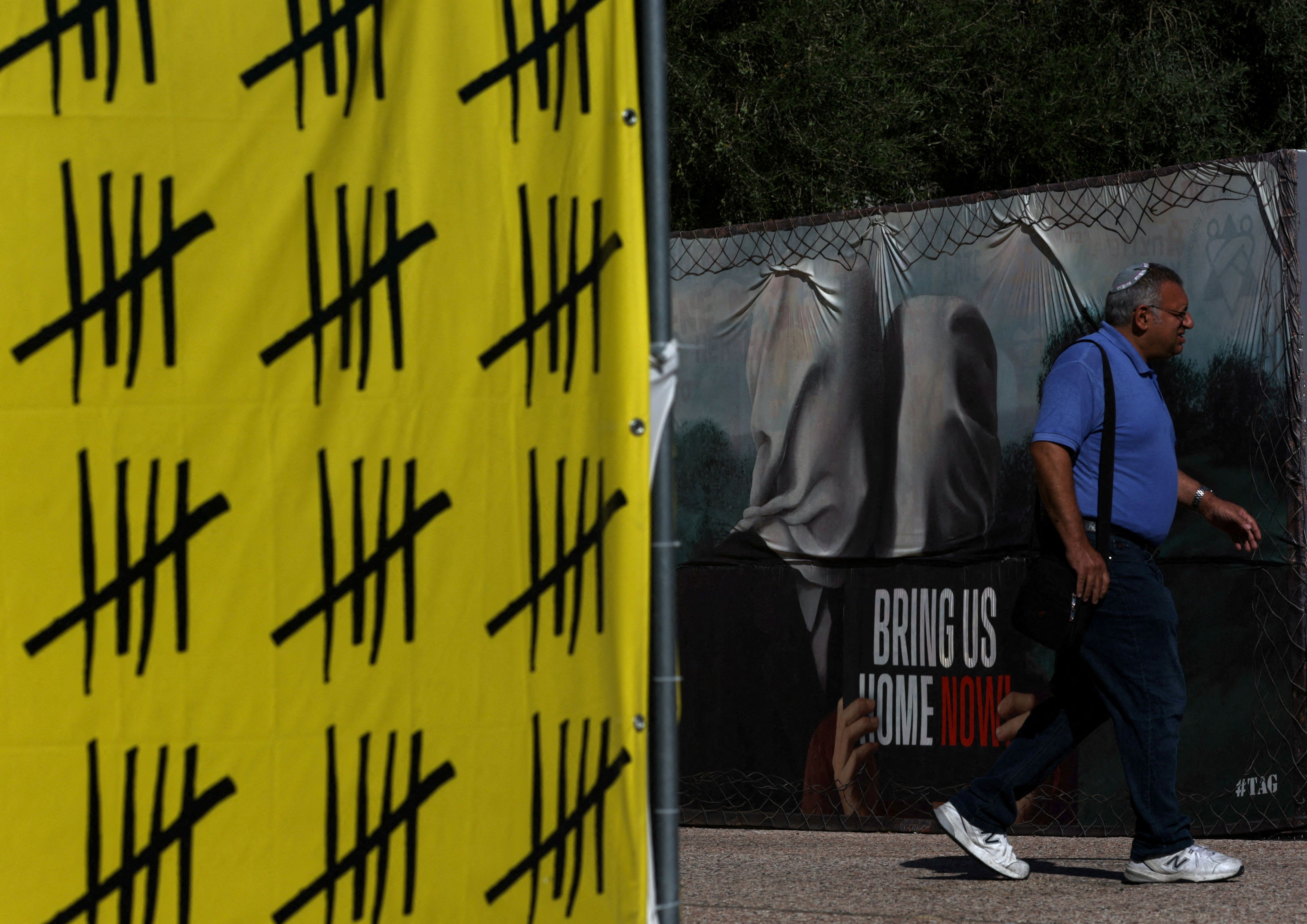 An installation in Tel Aviv on Aug. 1 marked the 300th day Hamas has held hostages since the Oct. 7 terrorist attack on Israel