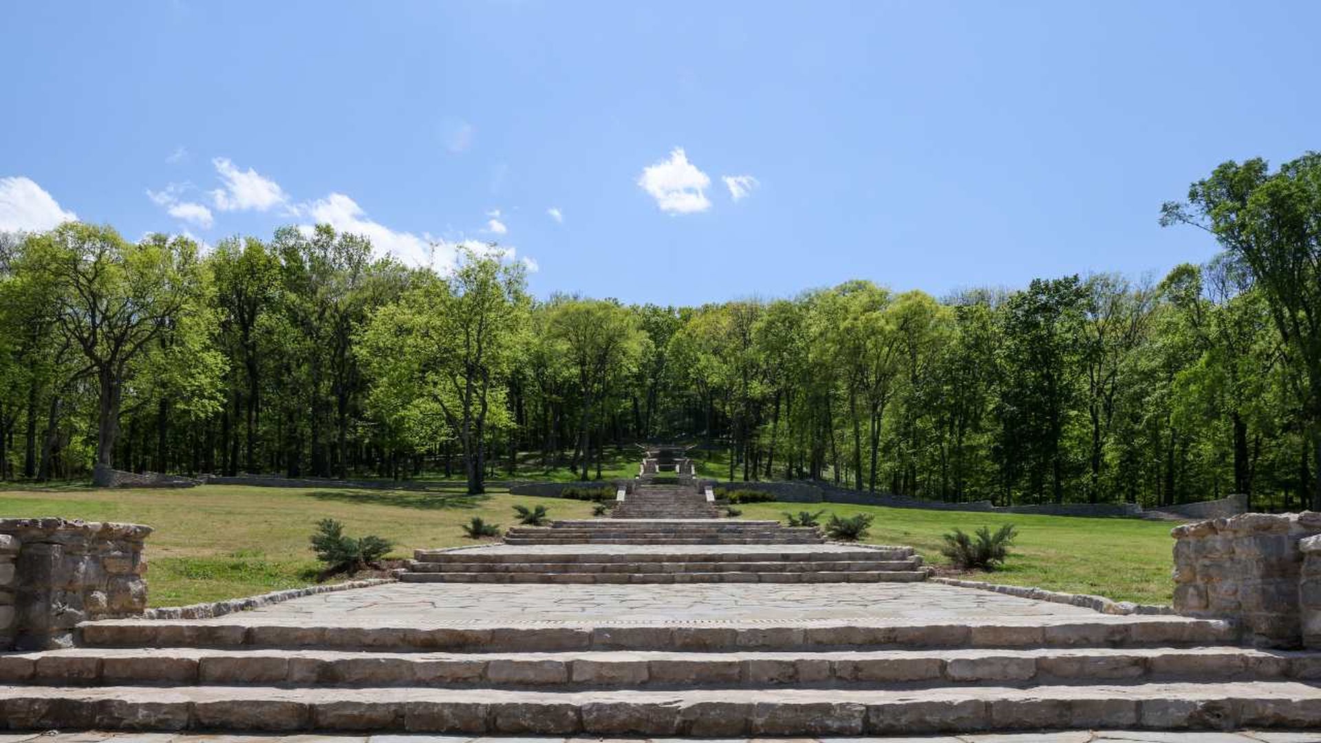 Stone steps in a park.