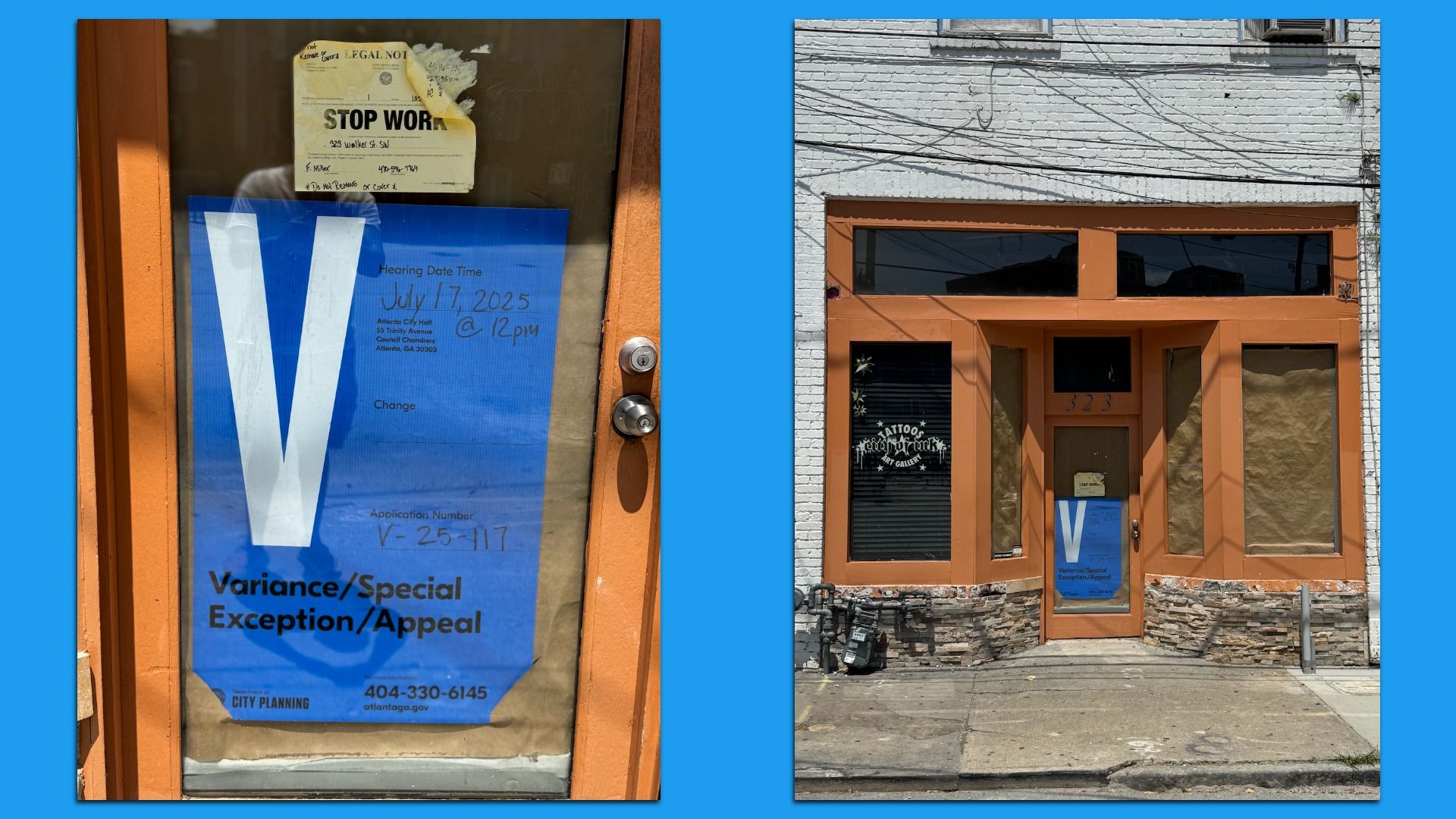 A side-by-side image of City of Ink's storefront.