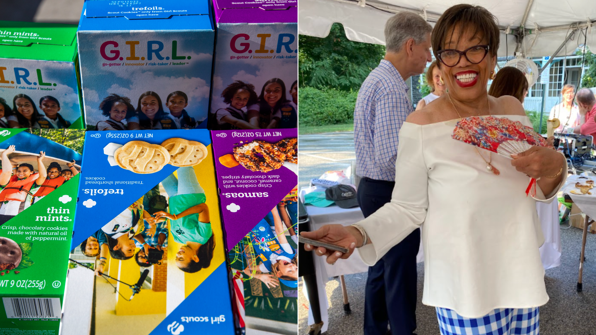 Pat Nogar, right, is teaching a course about pairing wine with Girl Scout Cookies.