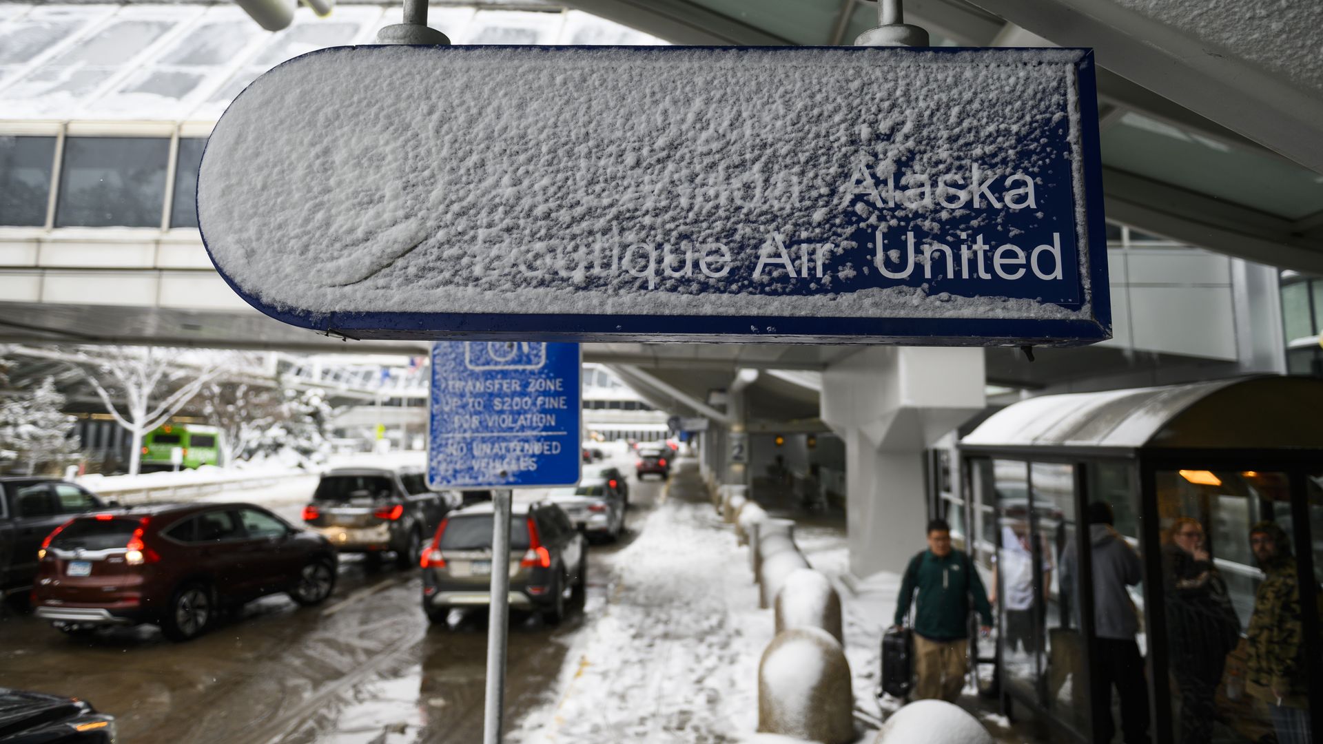 Minneapolis-St. Paul International Airport after a blizzard struck overnight in Bloomington, Minnesota.