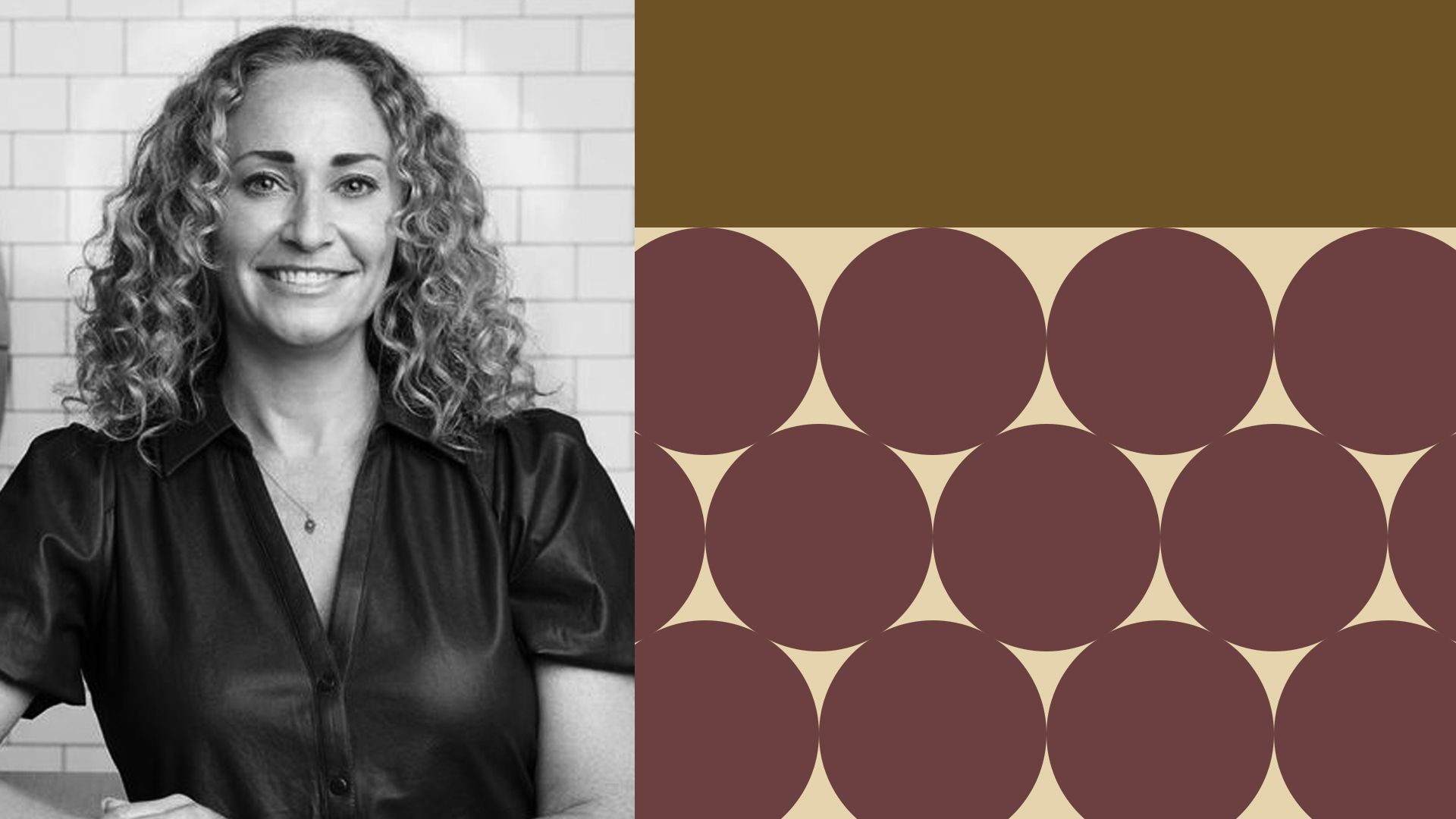 Photo illustration collage of Madeline Chadwick surrounded by abstract shapes.