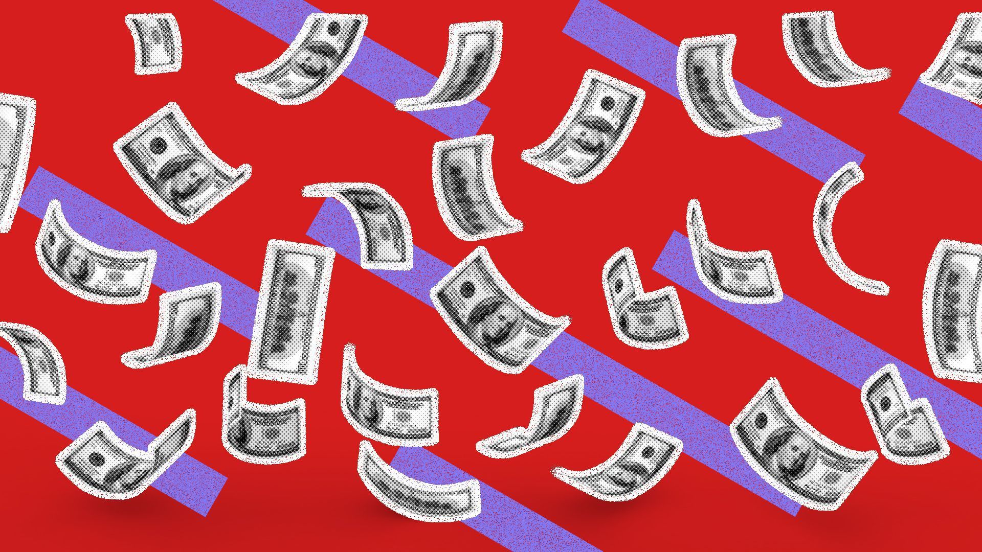 Dollars flowing in different directions