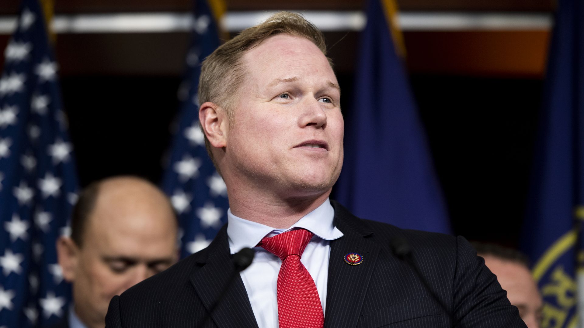 Rep. Steve Watkins speaking at a press conference