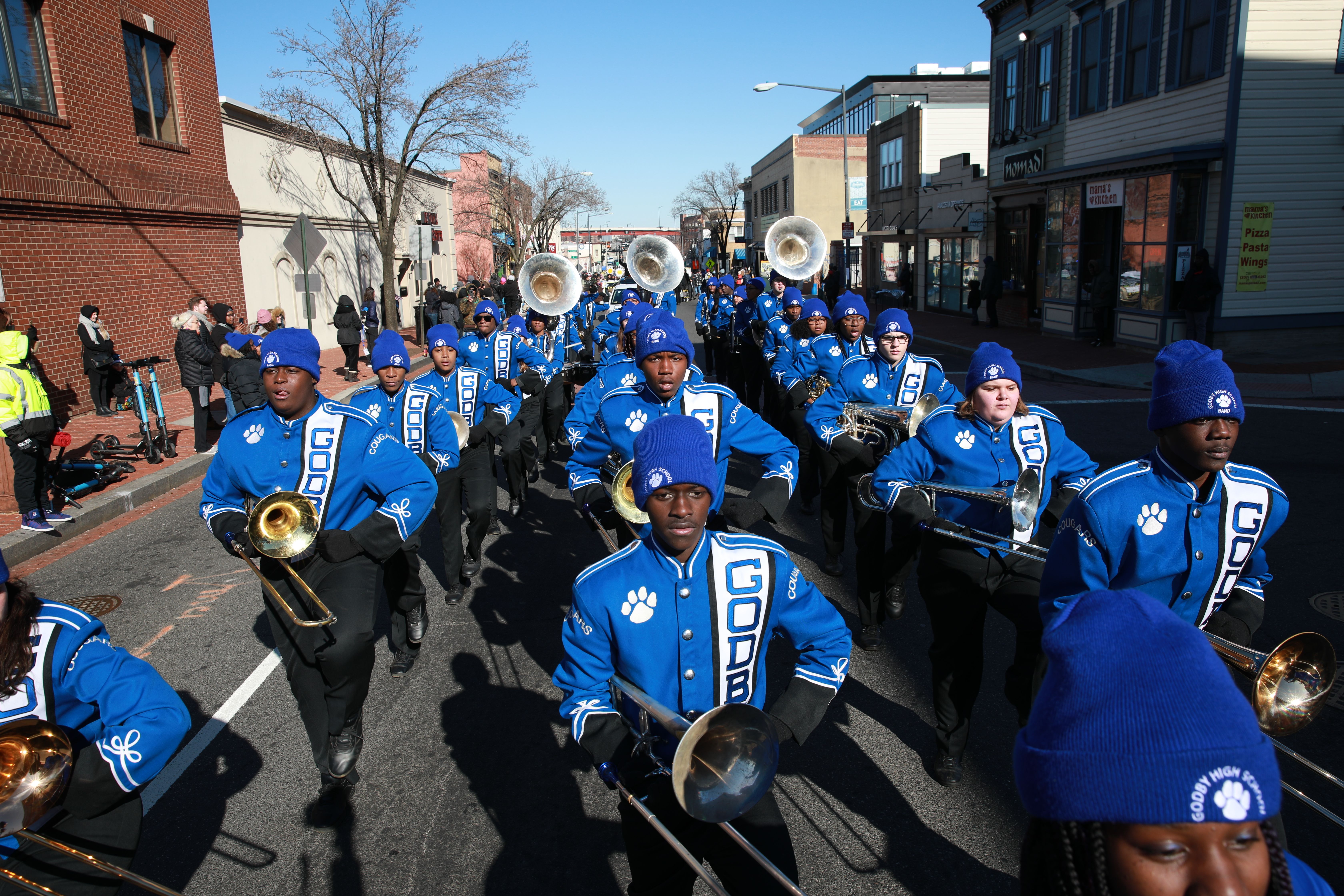 Marching band performs during the Martin Luther King Jr. Day parade on January 20, 2020 in Washington, DC, United States on January 20
