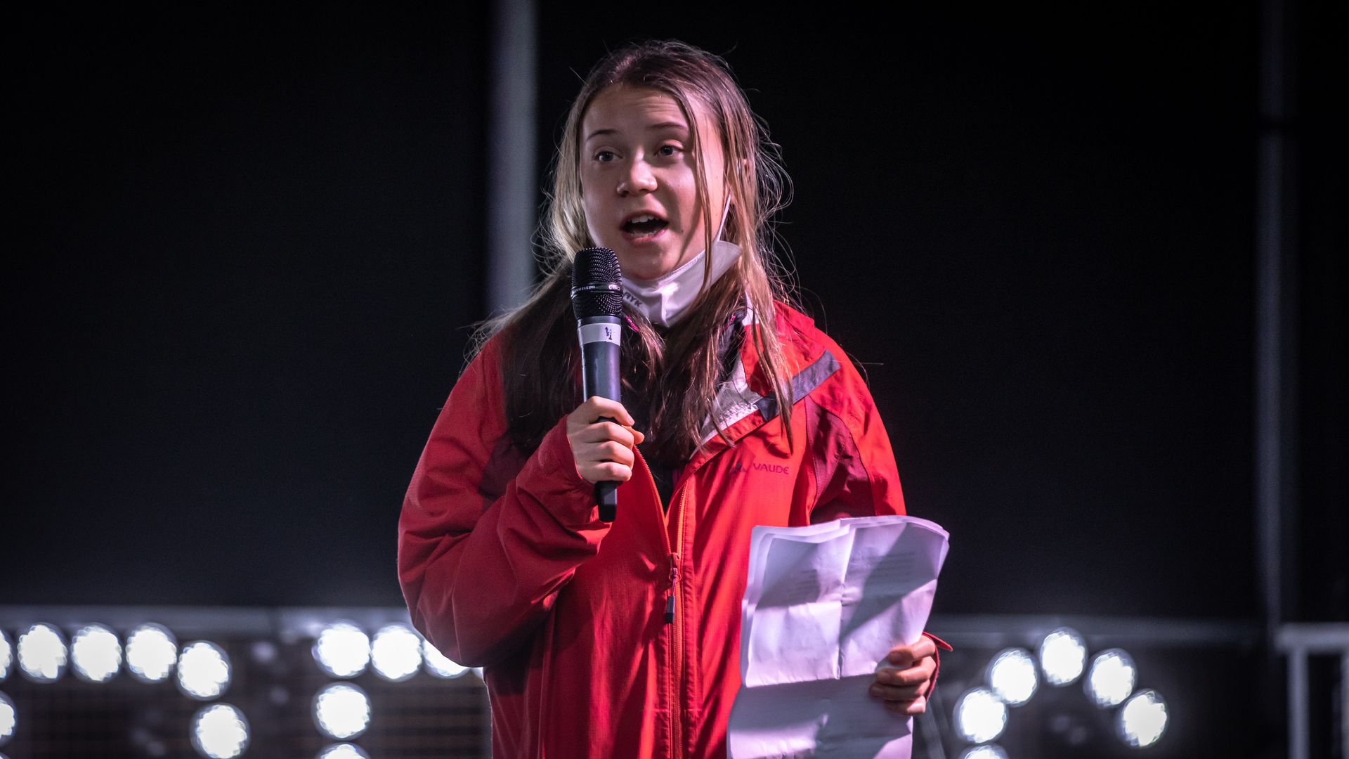 Greta Thunberg, Swedish environmentalist, speaks during a demonstration on "Youth Day" at the COP26 climate talks in Glasgow, U.K., on Friday, Nov. 5, 2021.
