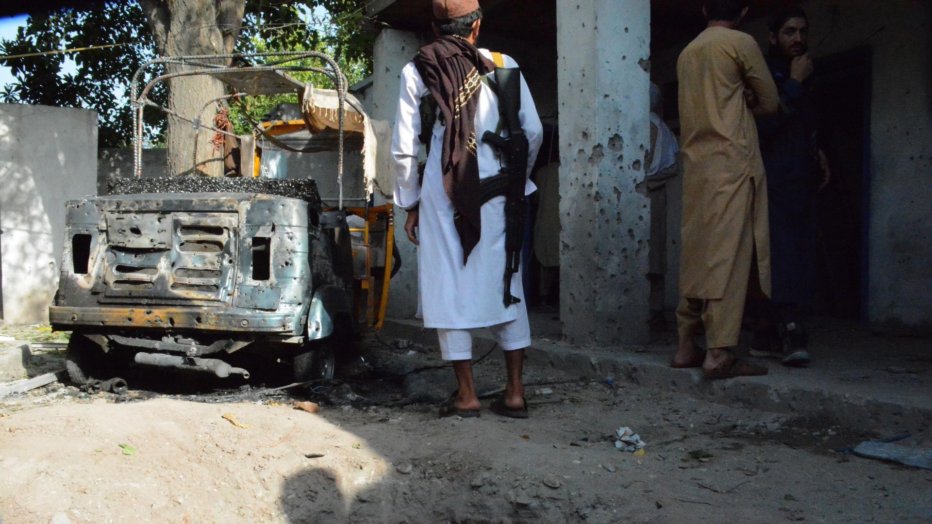 Photo taken on Aug. 28, 2021 shows the site of an airstrike conducted by the U.S. against a planner for the Islamic State ISIS in Nangarhar province, Afghanistan. 