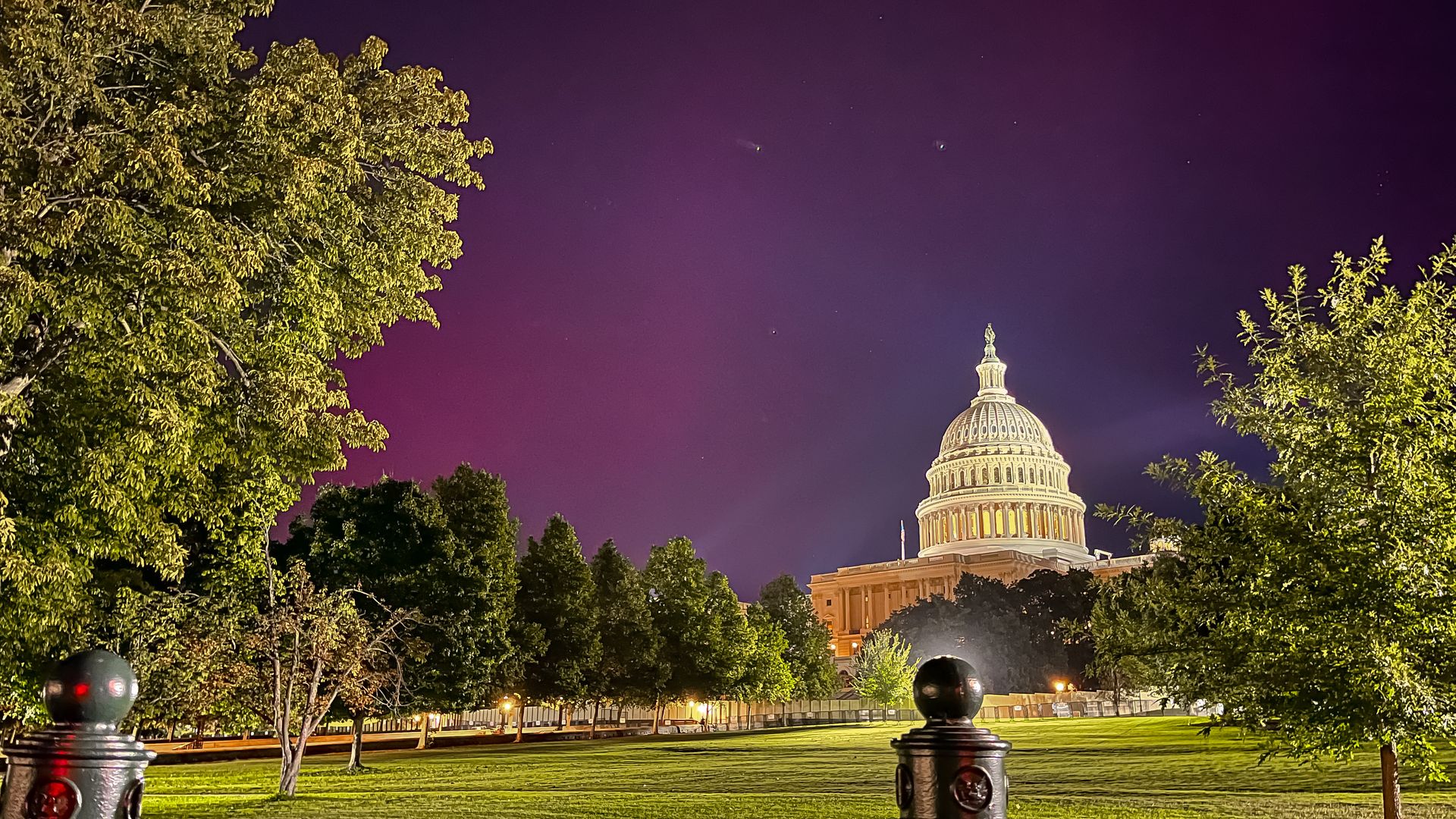 The northern lights illuminate the sky above the U.S. Capitol in Washington, D.C. on Oct. 10. 