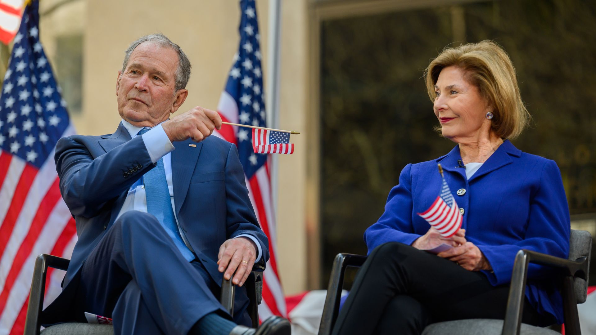 George W. Bush and Laura Bush on Tuesday, April 20, 2021 