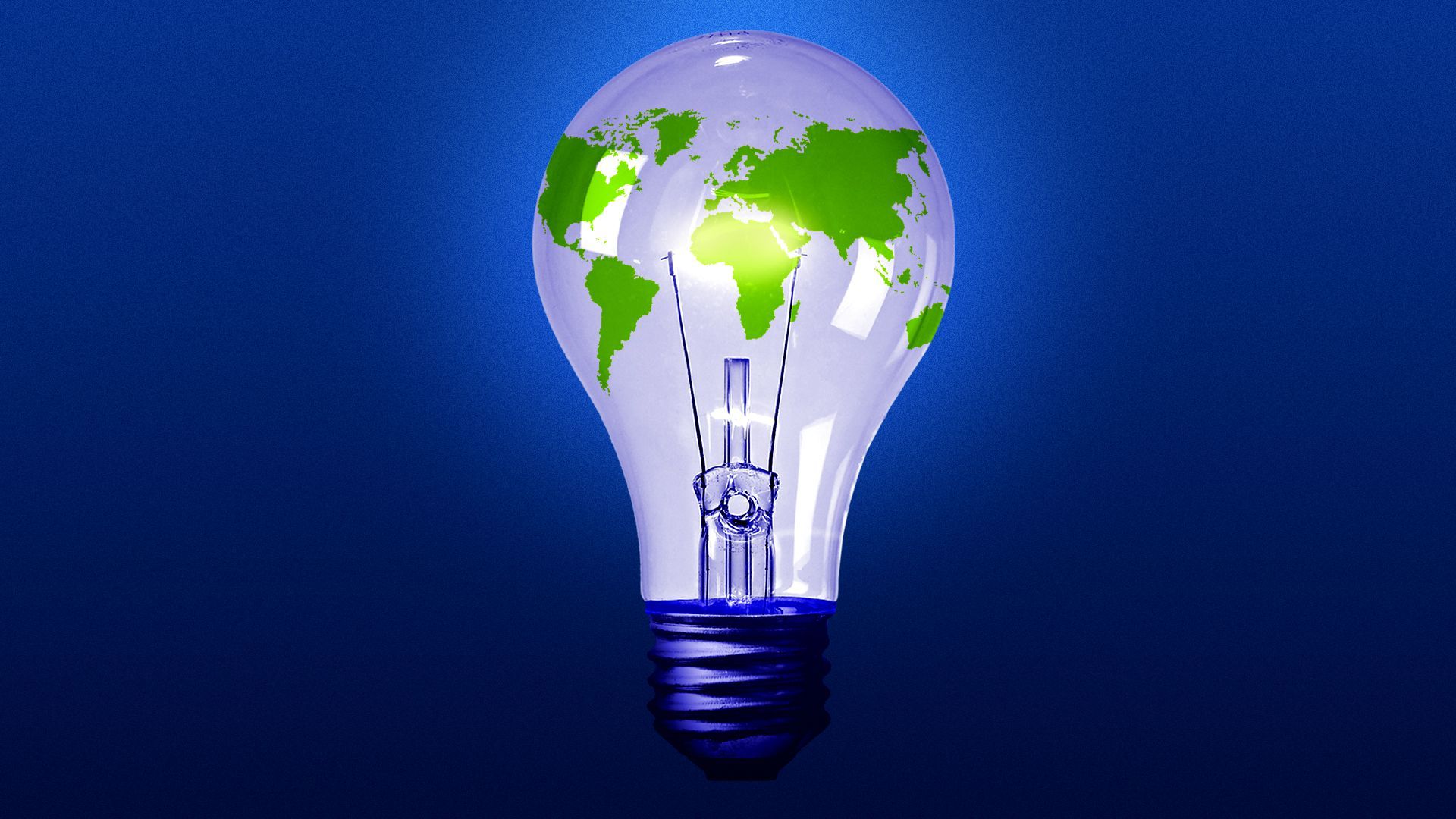 Illustration of a lightbulb with a map of the earth on it