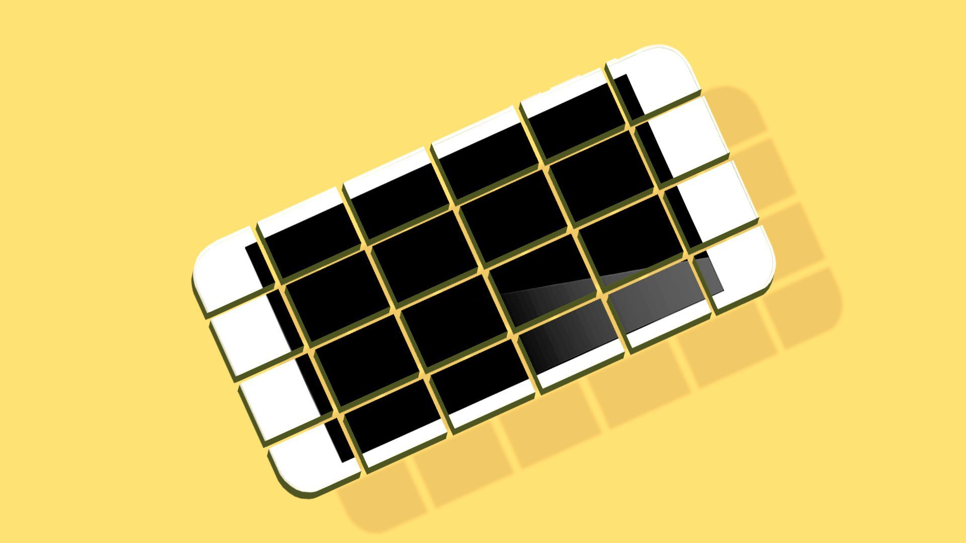 Illustration of a smartphone split and divided into smaller rectangles