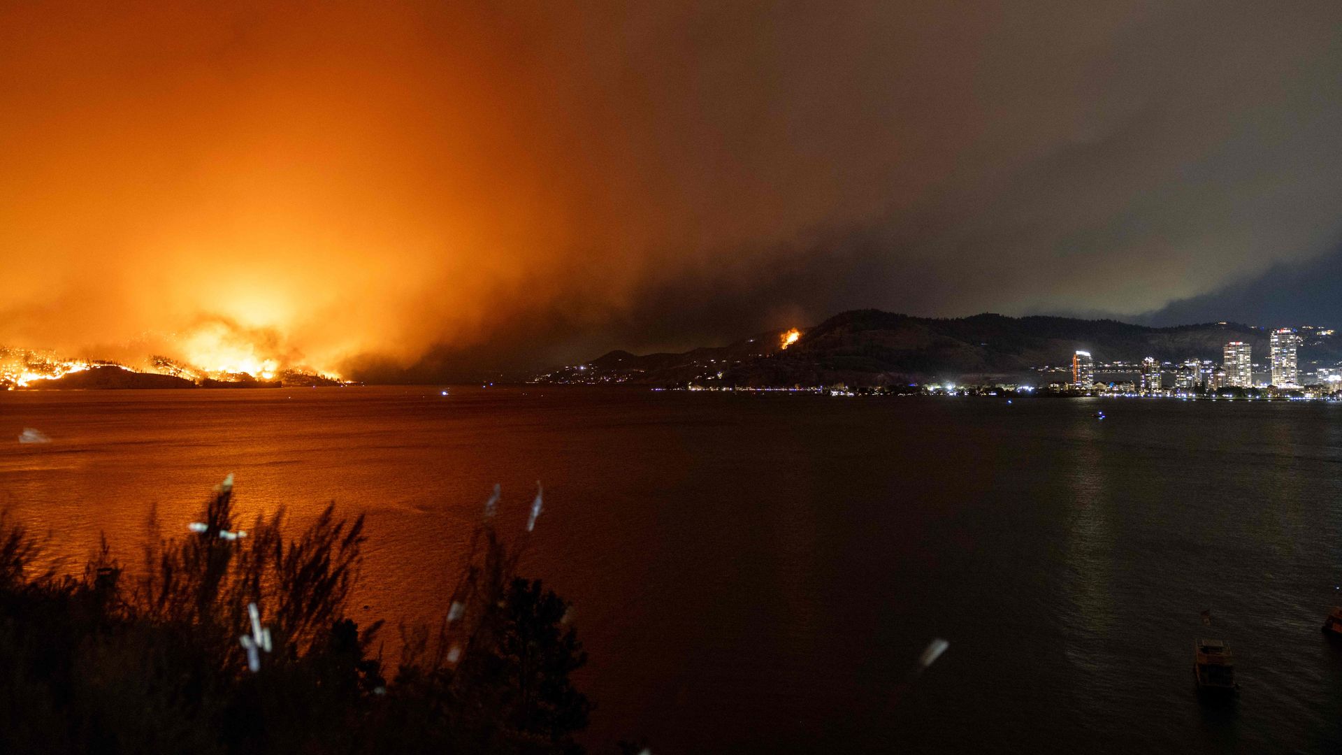 The McDougall Creek wildfire burns near West Kelowna, Canada, on Aug. 17.