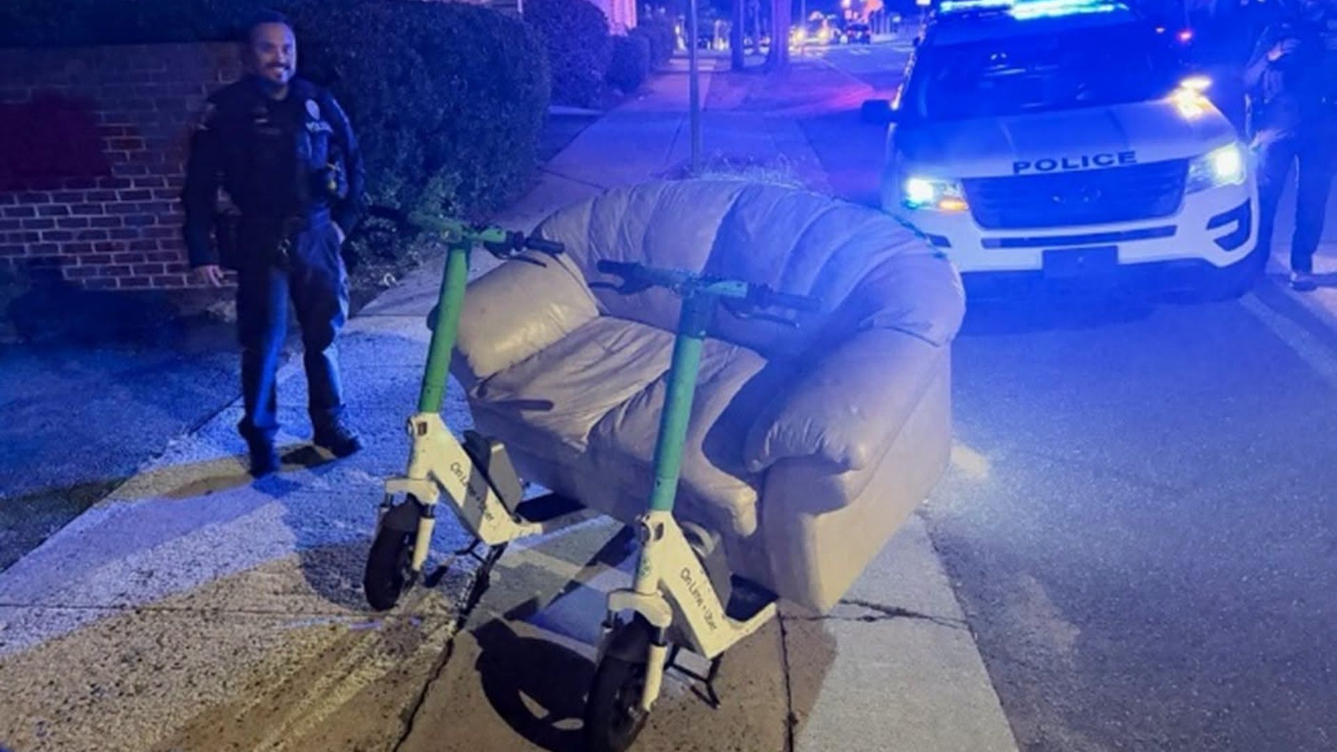 CMPD finds couch on scooters in Charlotte.