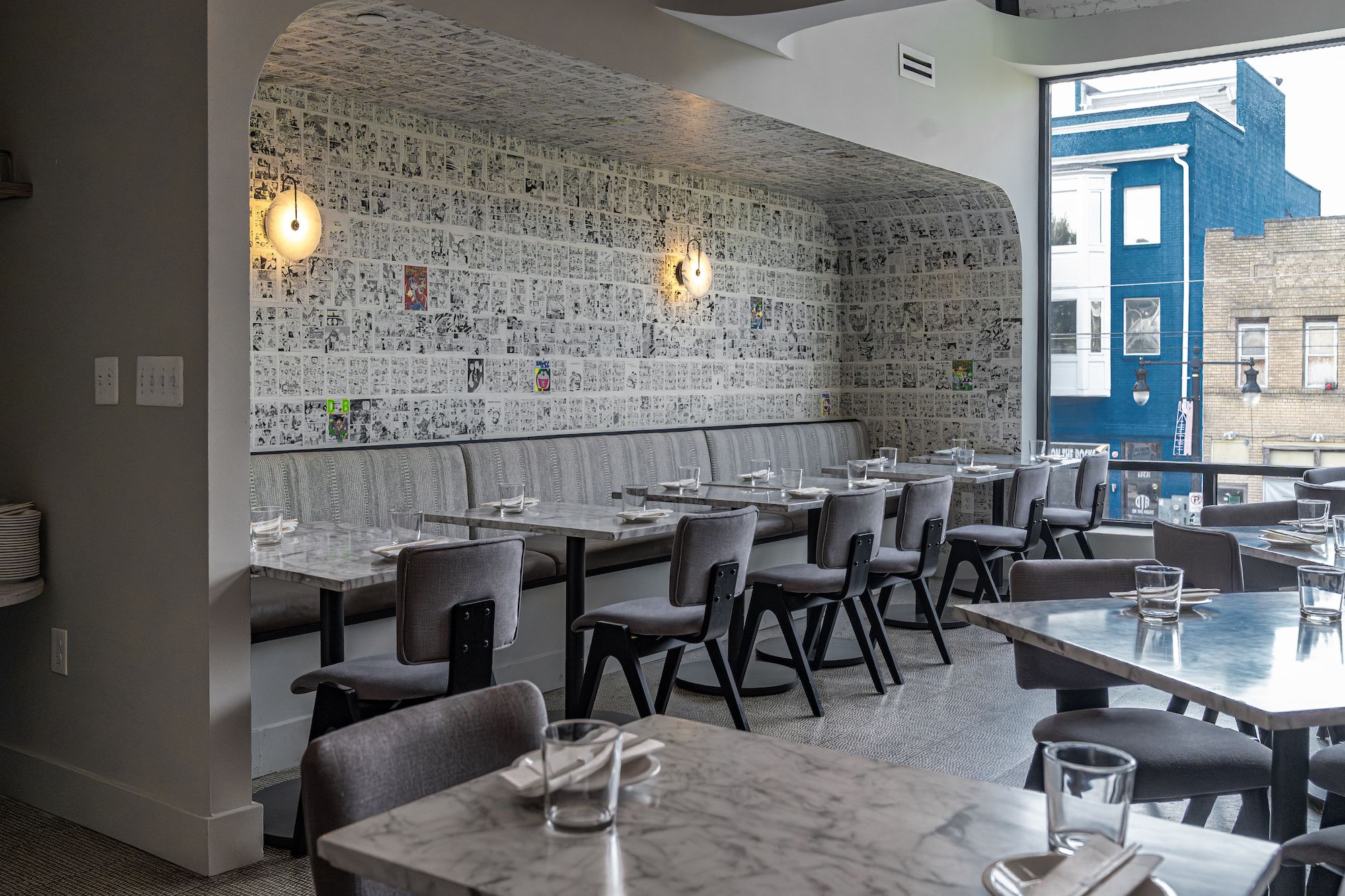 The second-floor dining room