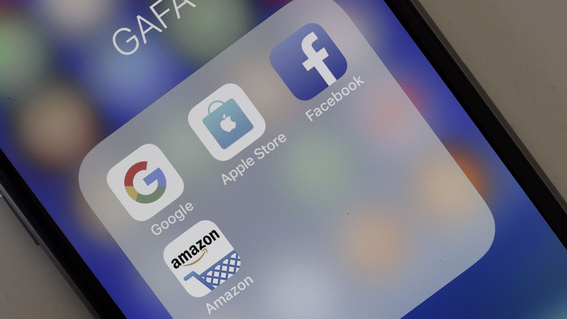 Logos of Google, Apple, Facebook and Amazon