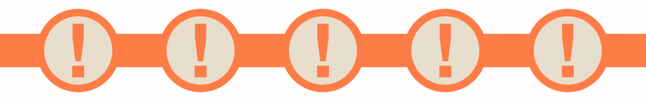 Animated series of orange exclamation points in orange circles over an orange stripe that increase and decrease in size one after the other.