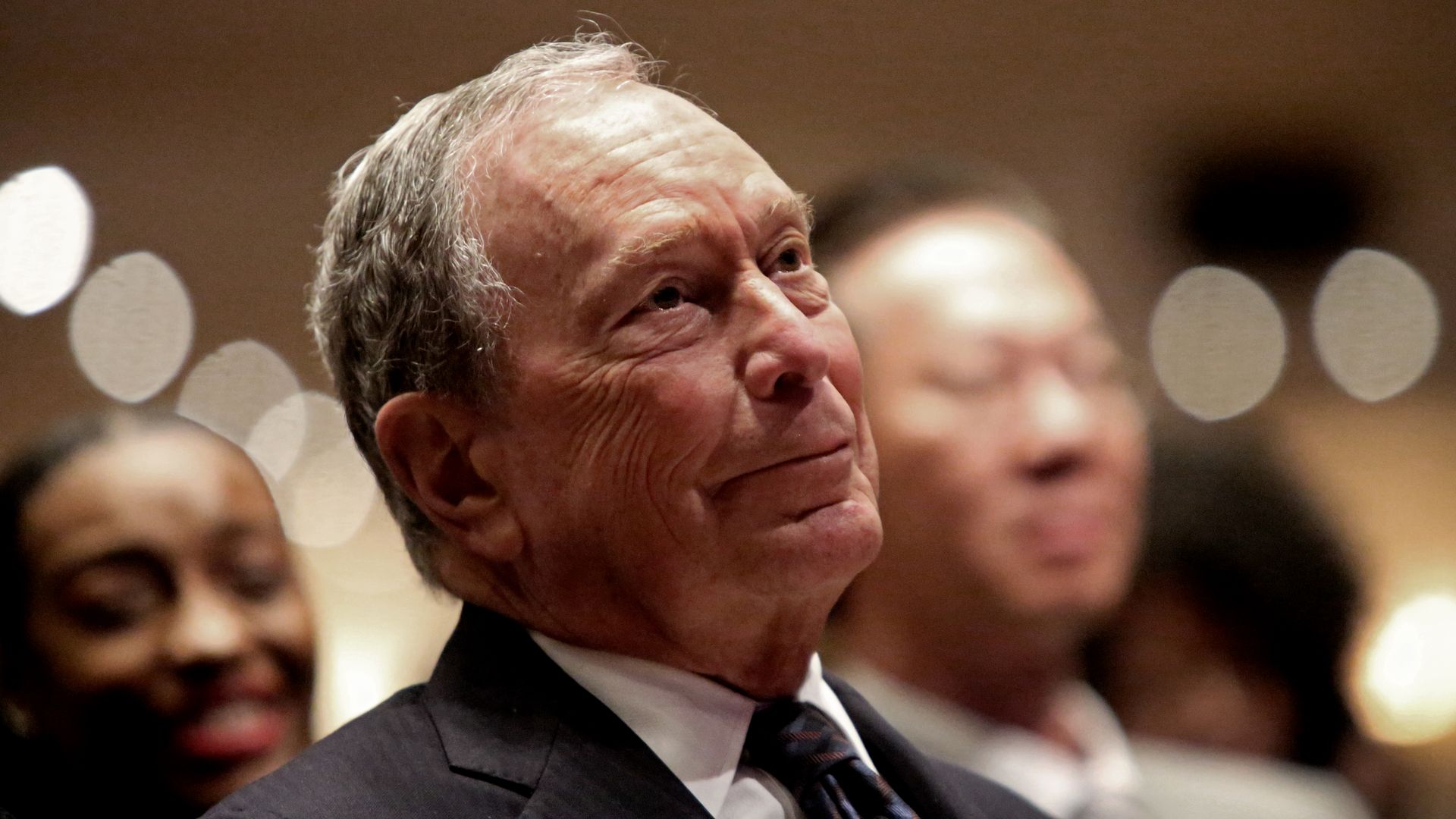 Michael Bloomberg prepares to speak at the Christian Cultural Center 