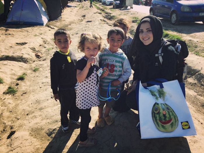 Isra Naushad at refugee camp