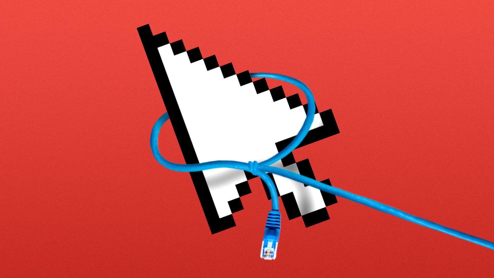 Illustration of an arrow cursor being lassoed by a blue ethernet cable