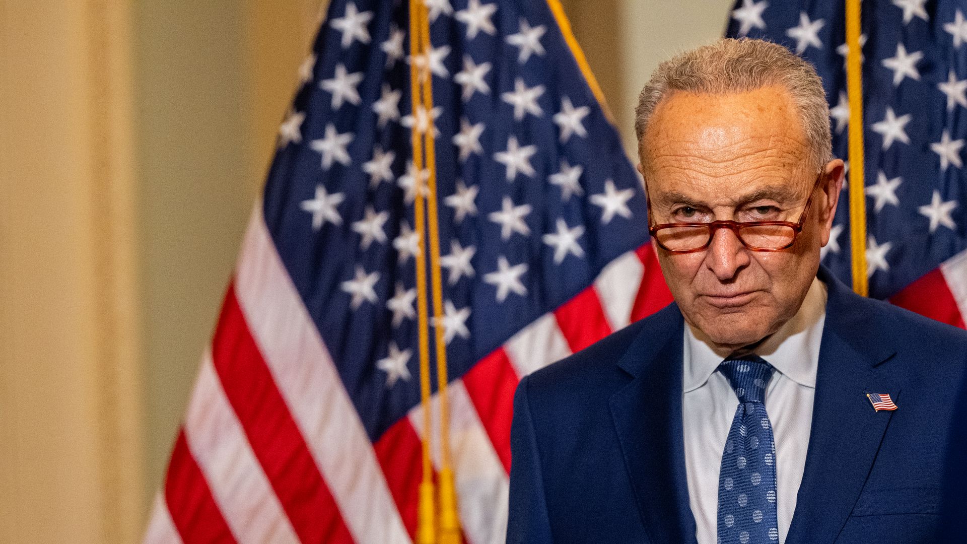 en. Majority Leader Chuck Schumer (D-NY) looks on during a news conference after the Senate luncheons in the U.S. Capitol on June 22, 2022 in Washington, DC. 