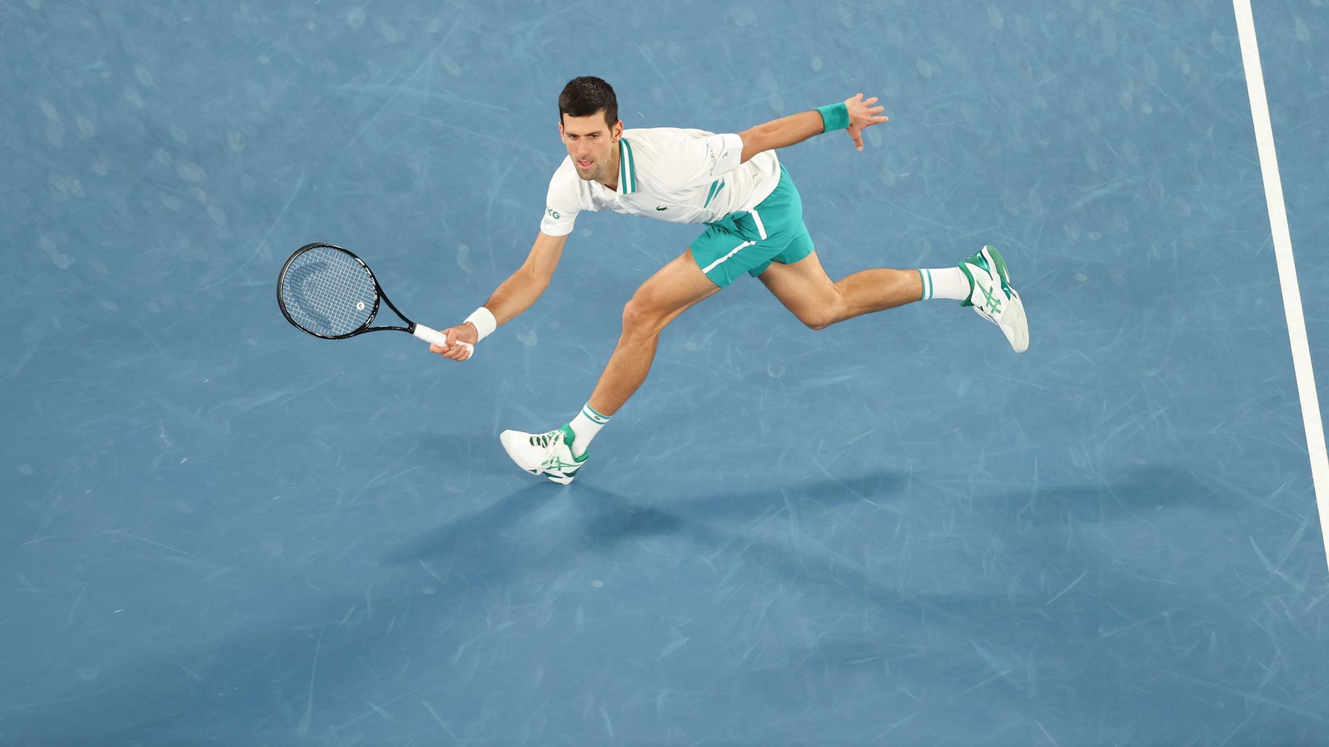 Novak Djokovic at the 2021 Australian Open. Photo: Bai Xuefei/Xinhua via Getty
