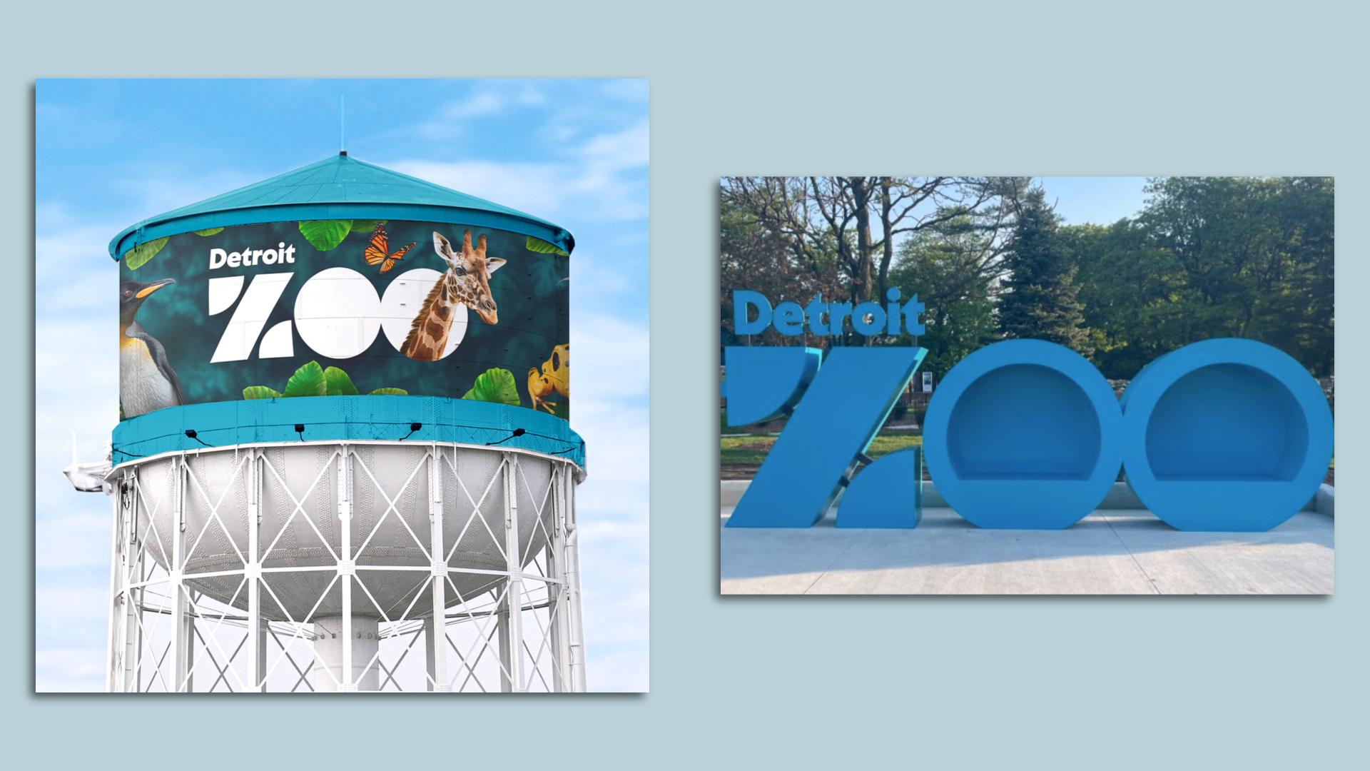 The zoo's watertower design.