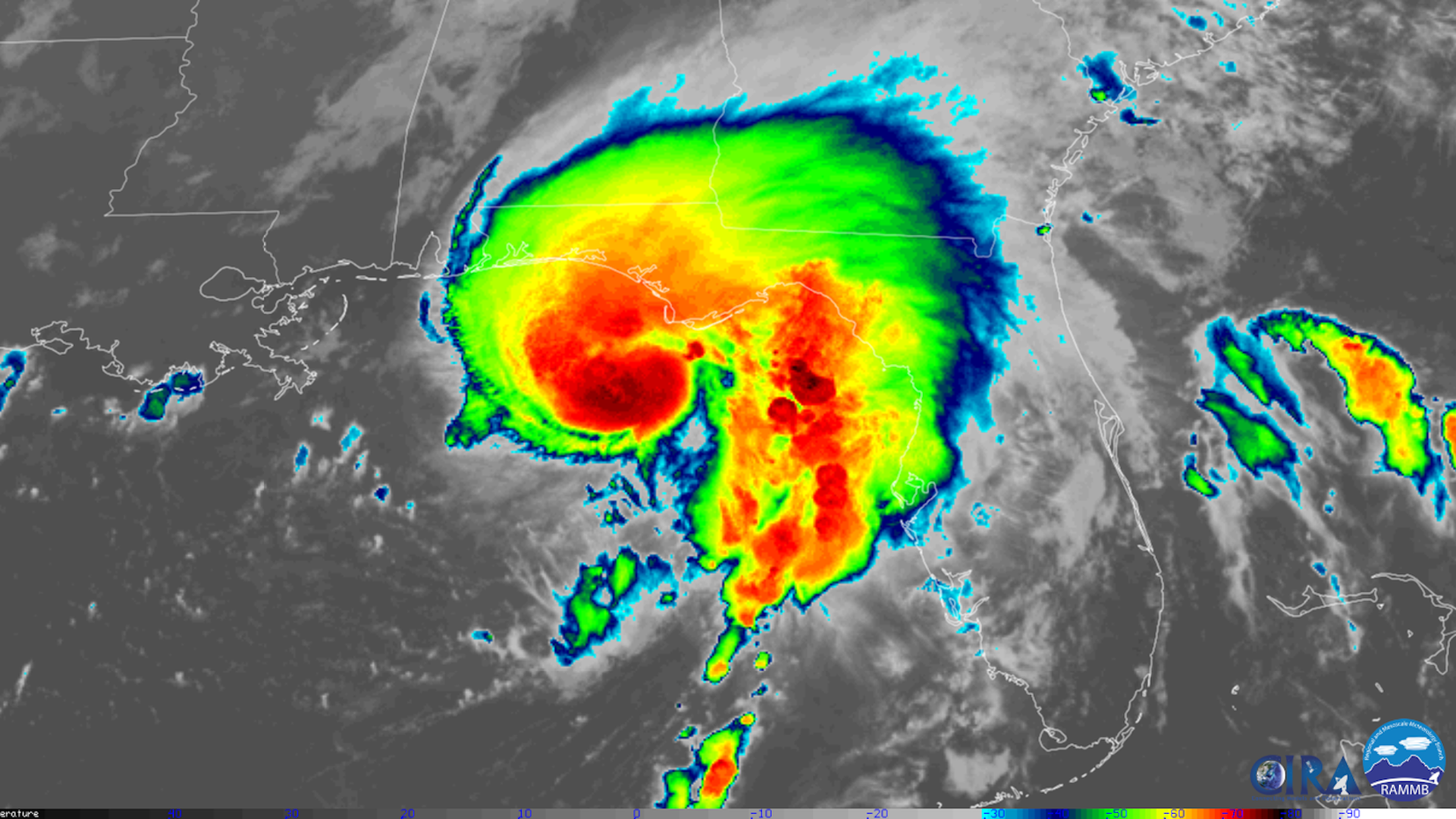 Satellite image of a tropical storm.