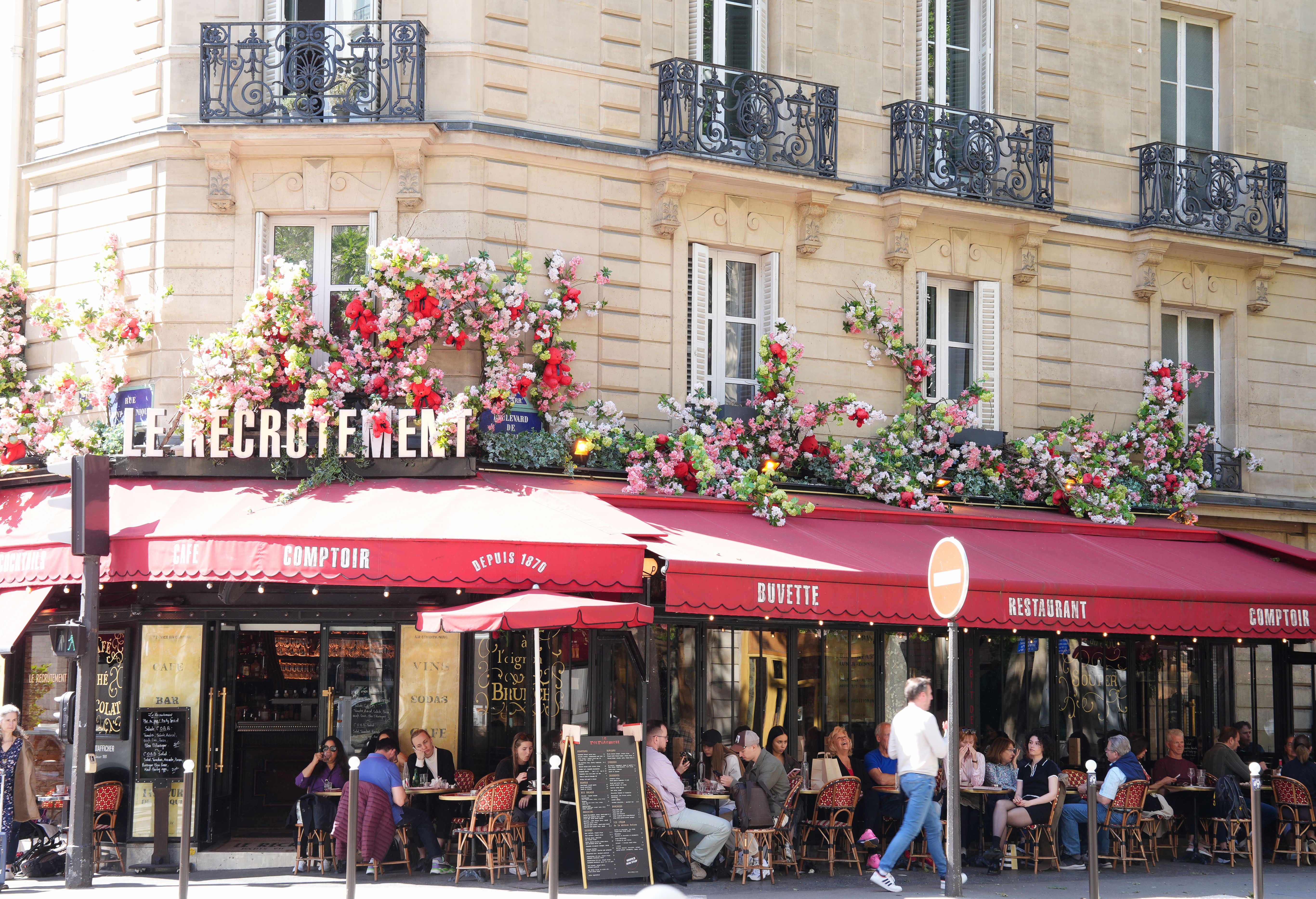 General view of a Parisian cafe ahead of the Paris Olympic Games which will start on July 26. Picture date: Tuesday May 7, 2024.
