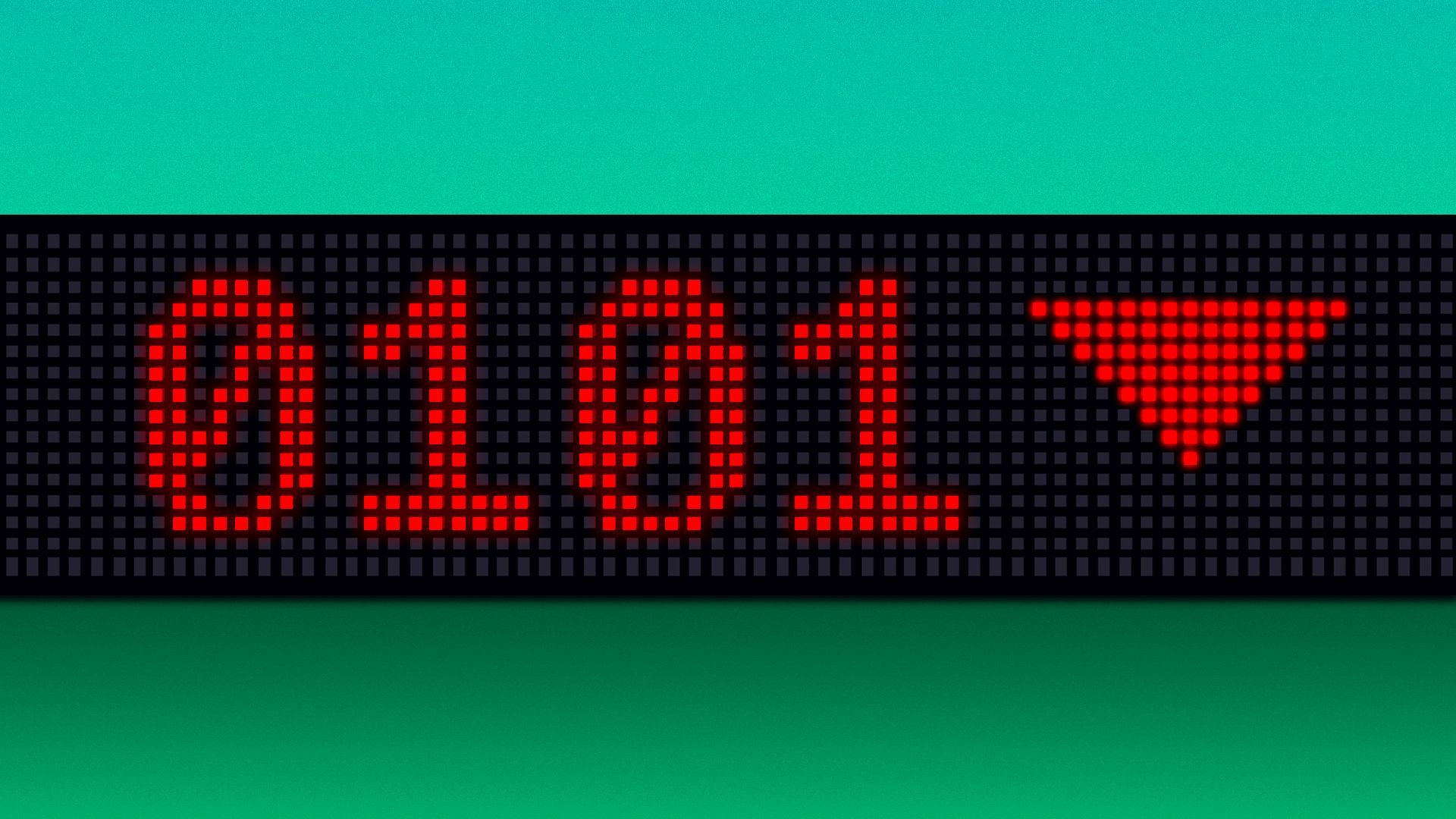 Illustration of a stock ticker with binary code and a downward pointing arrow