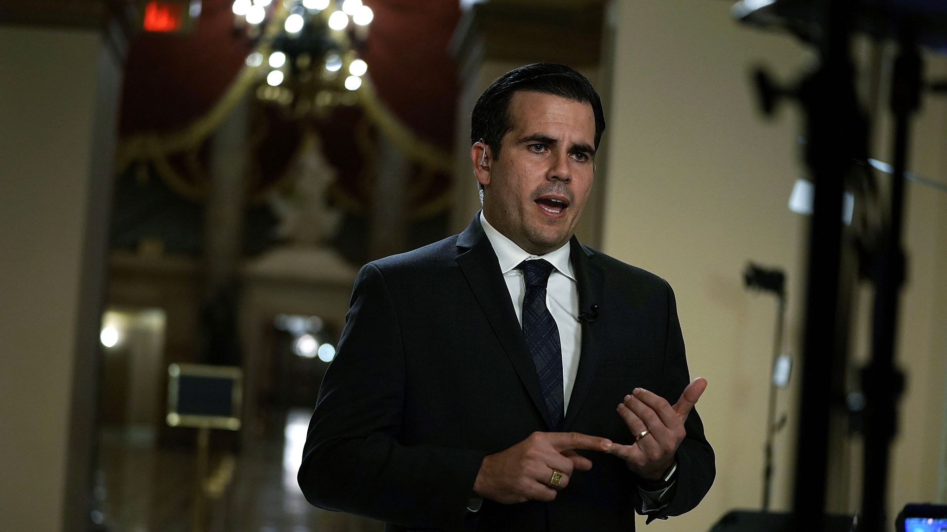 Puerto Rico's governor talks to the media.