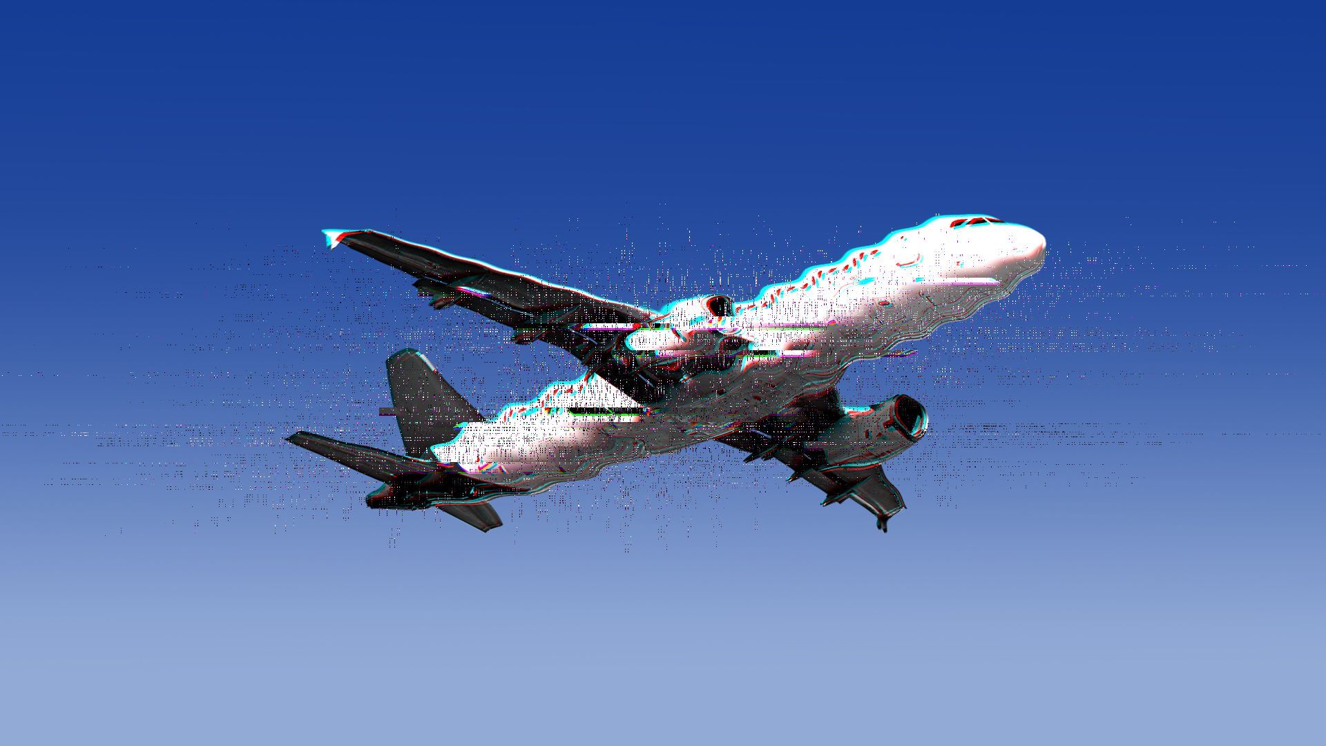 Illustration of a glitching airplane