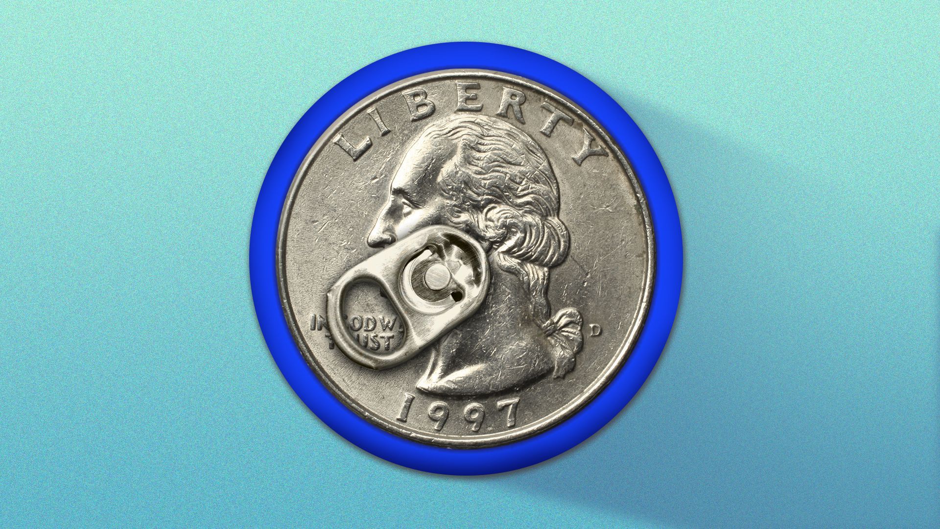 Illustration of a soda can with a quarter as the top.