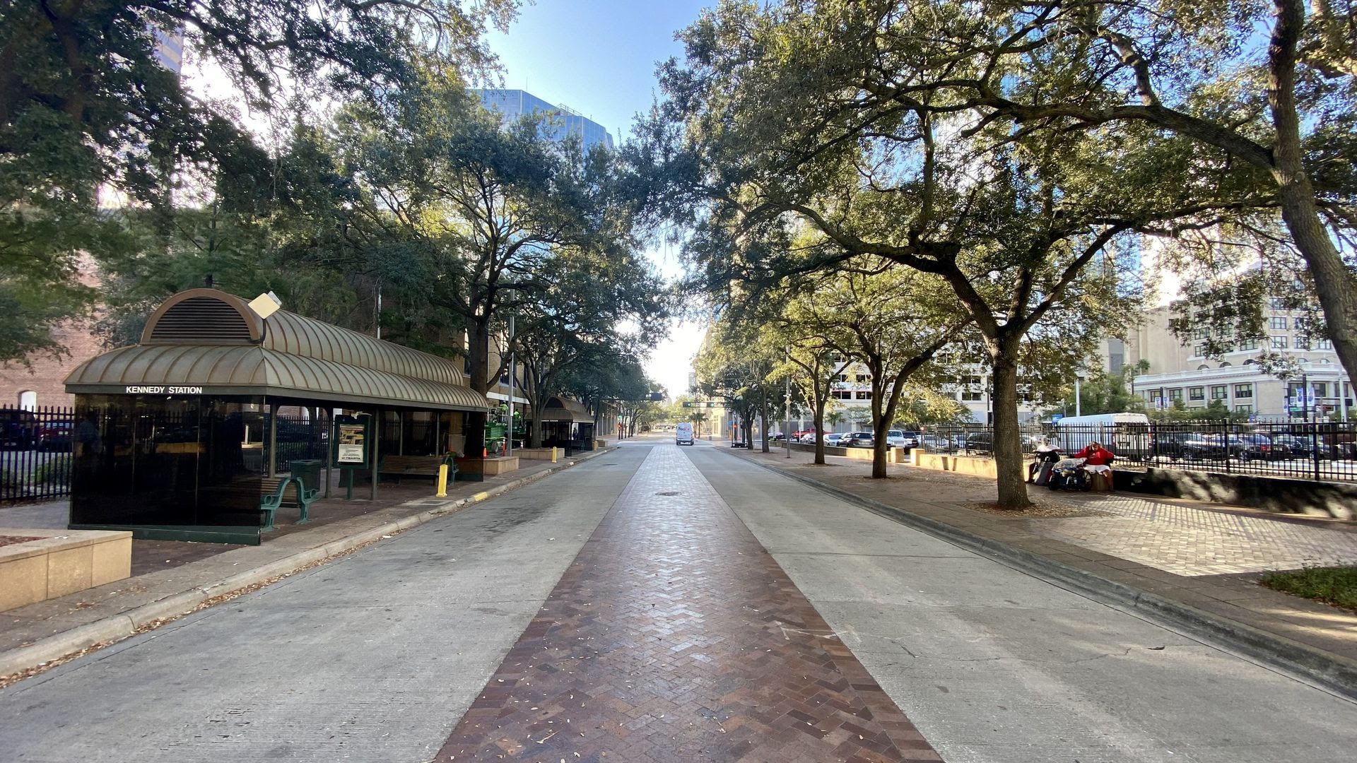 A shot of vacant Marion Street, a bus artery through downtown Tampa, on Wednesday morning.