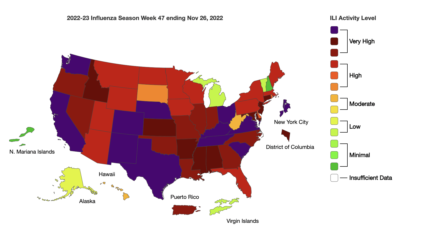 Weekly flu activity map.