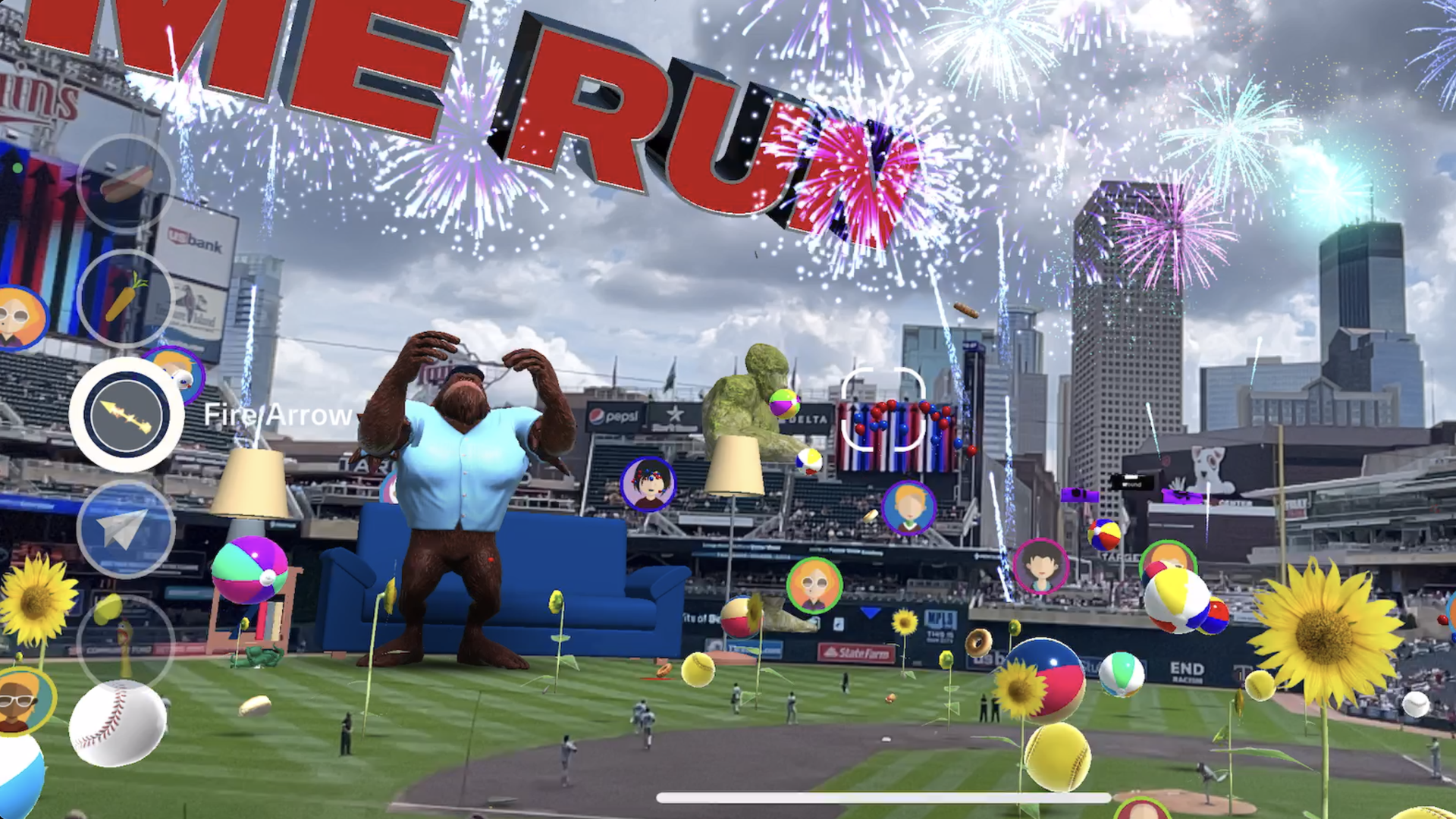 AR gorilla on target field