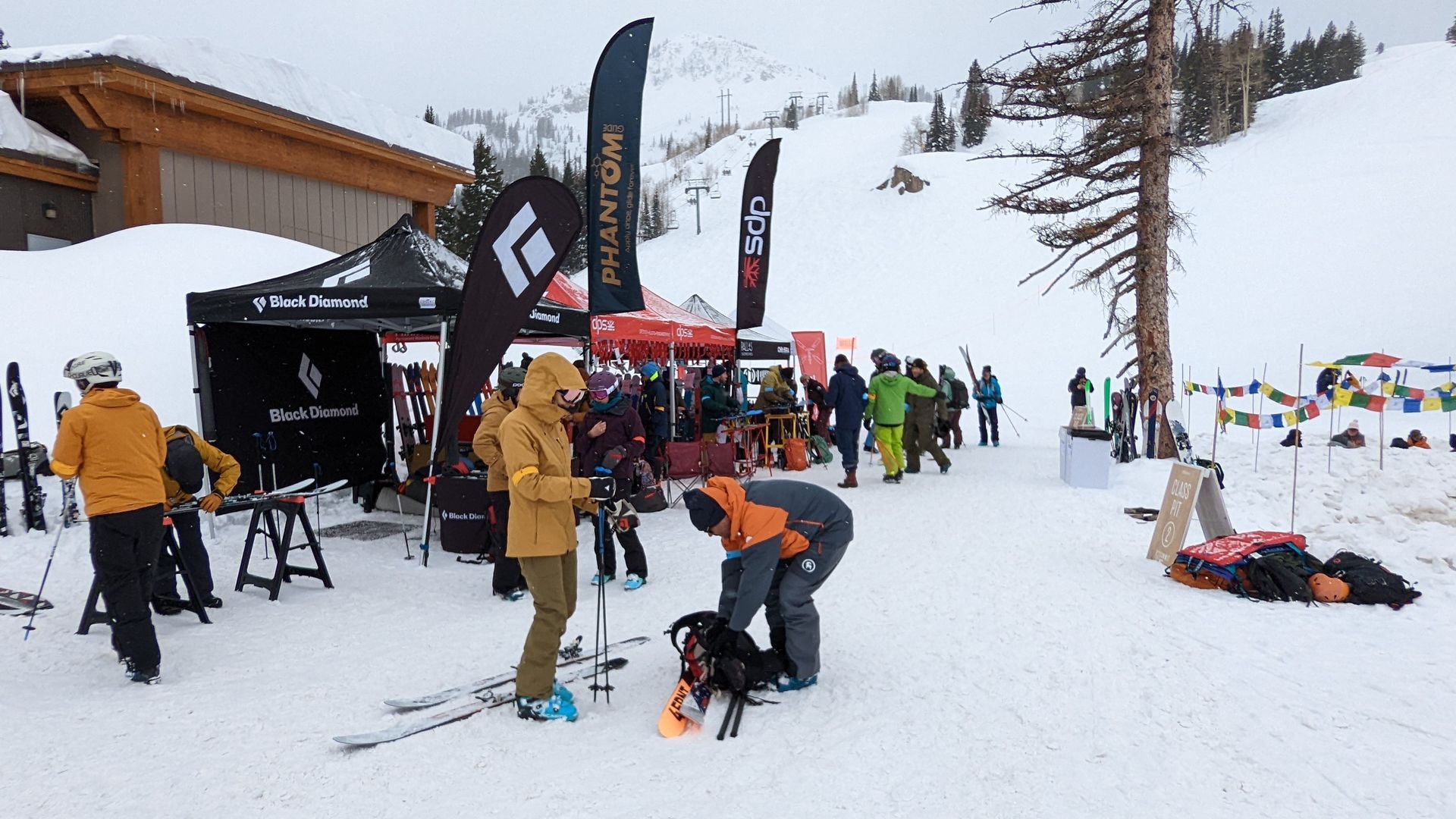 Outdoor Retailer trade show attendees try out winter gear at the show's demo day at Brighton Resort near Salt Lake City.
