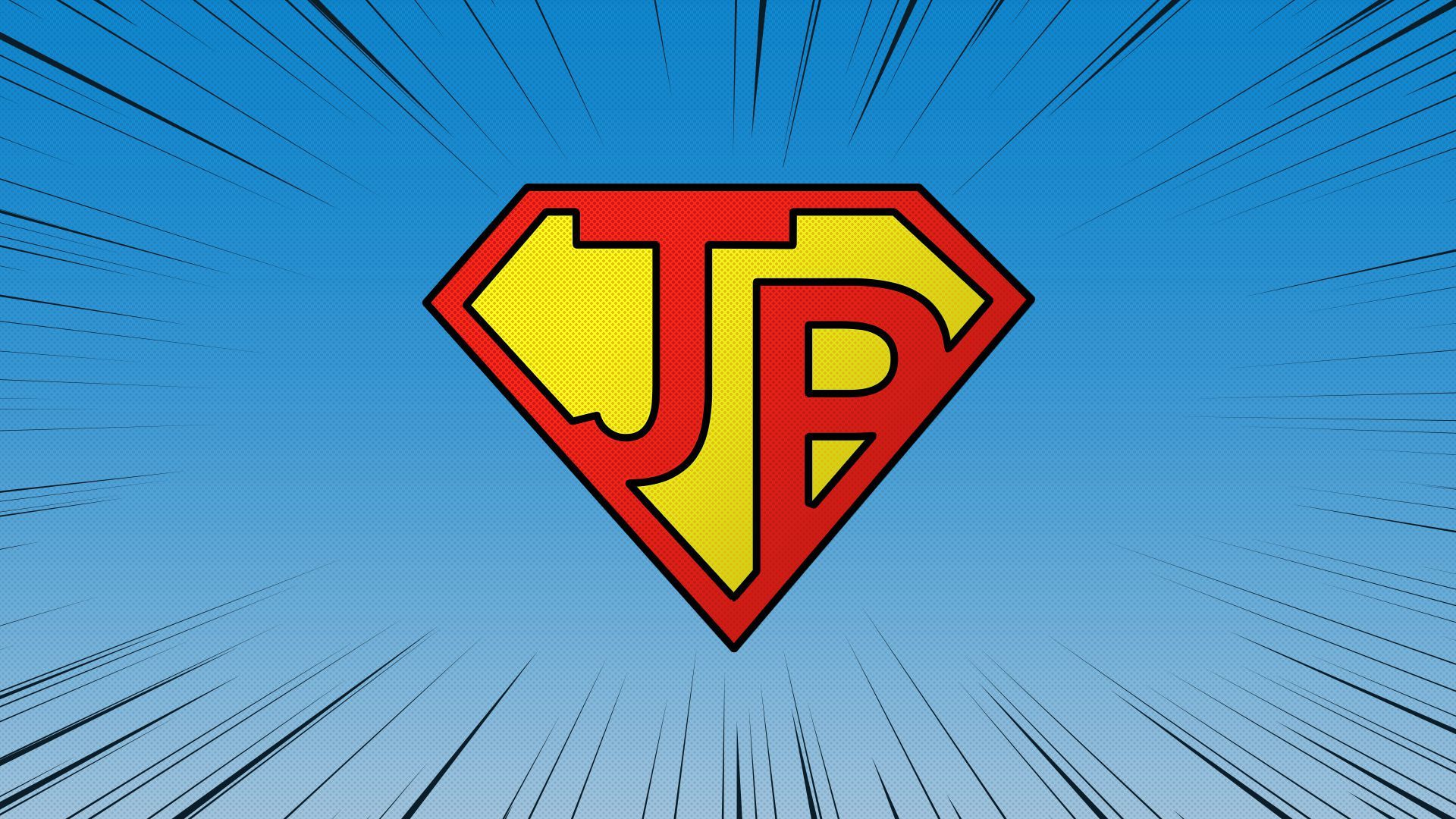 Illustration of initials J and P done in the style of the Superman logo.