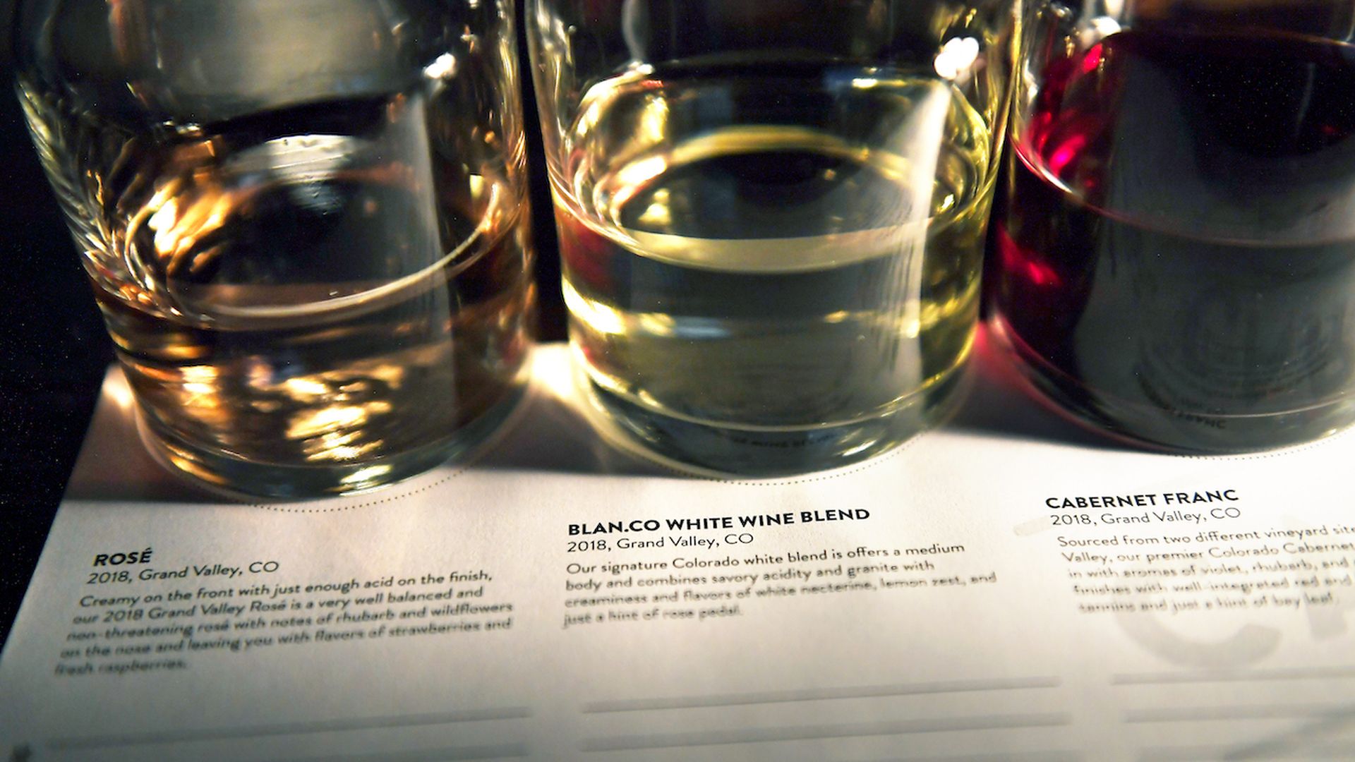 A flight of wines at Carboy Winery in Denver. Photo: Joe Amon/Denver Post via Getty Images