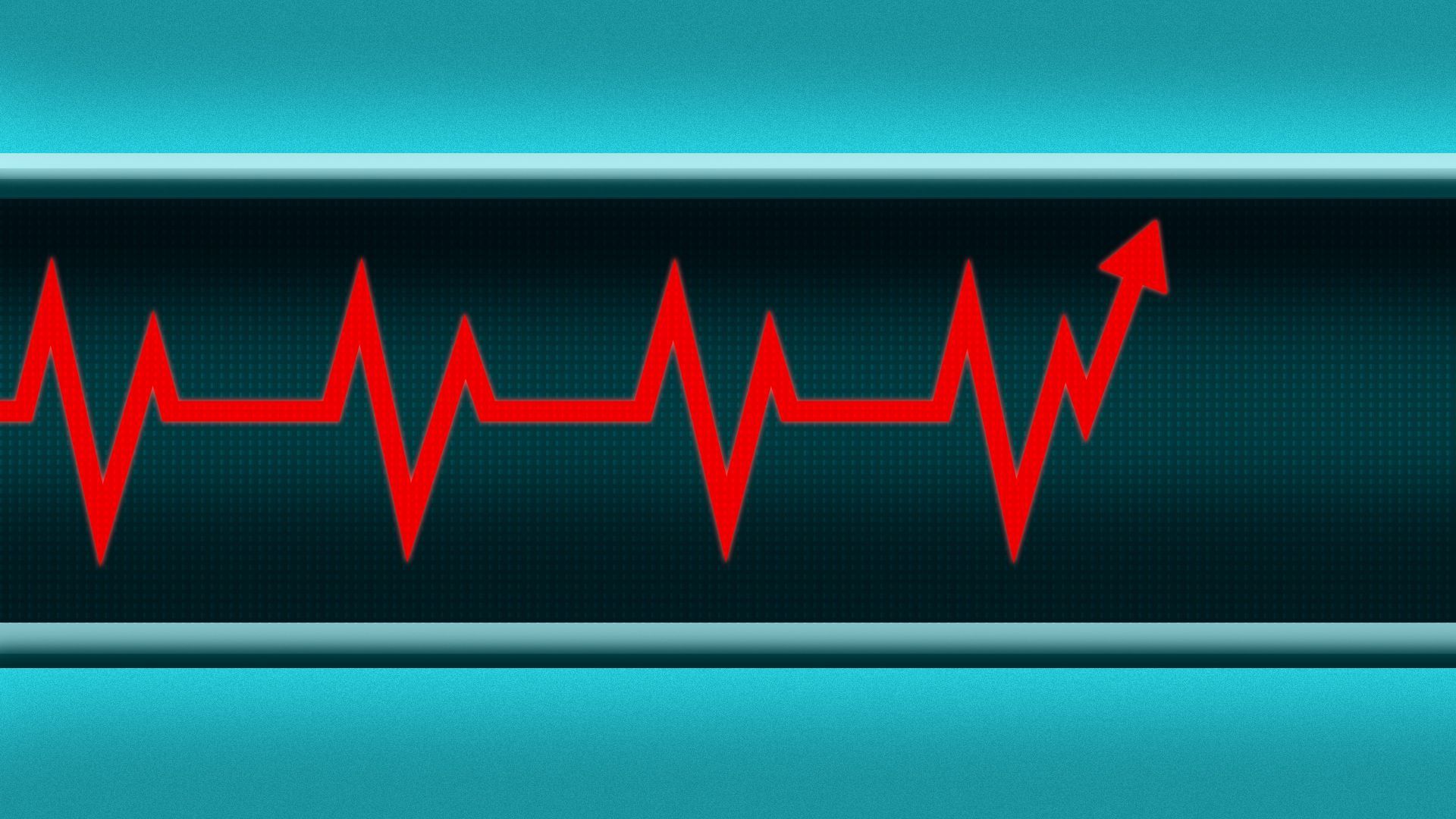 Illustration of a stock ticker with an EKG line pointing upwards