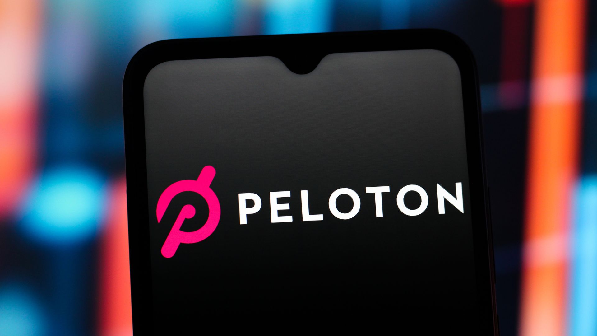 Peloton logo on a smartphone