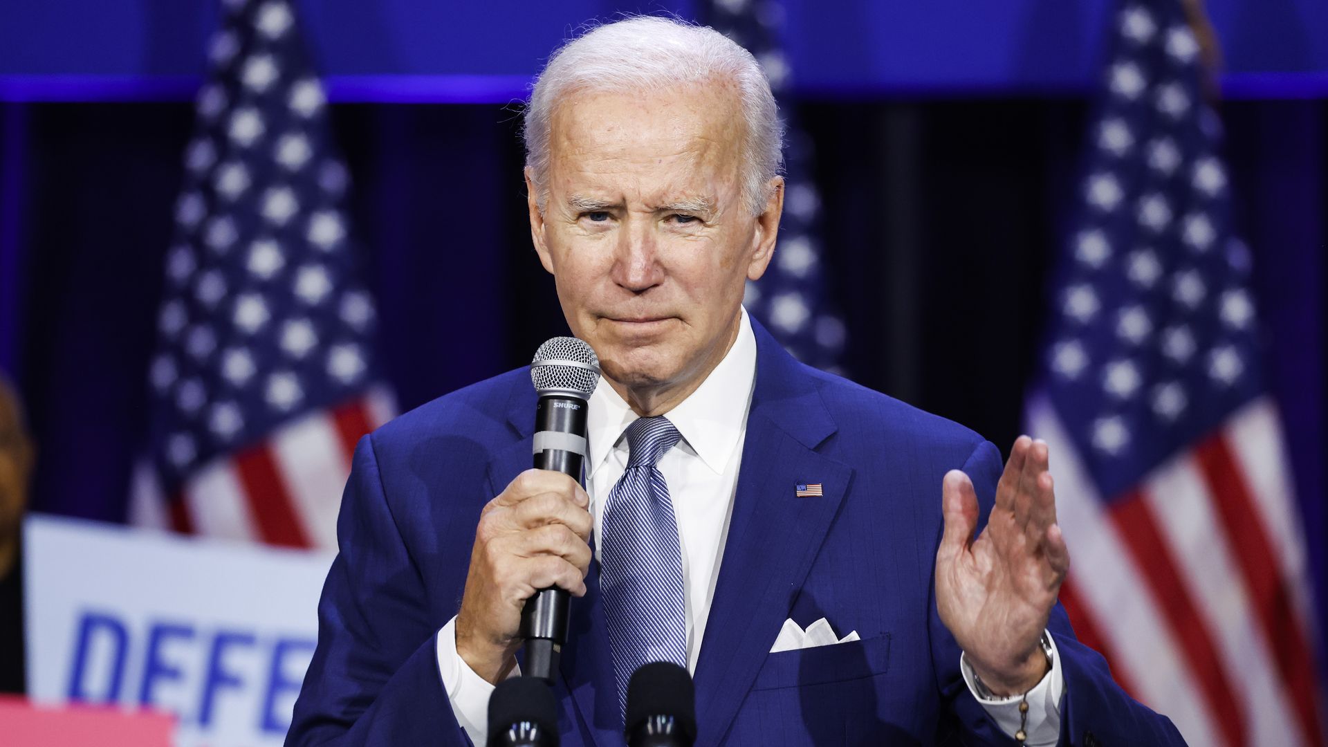 President Joe Biden speaks at a Democratic National Committee event at the Howard Theatre on October 18, 2022 in Washington, DC. 