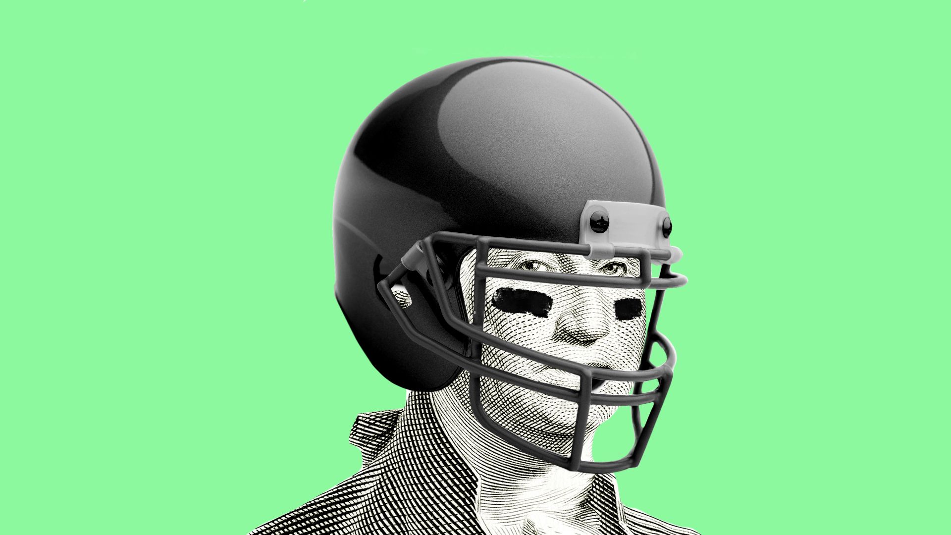 Illustration of George Washington in a football helmet