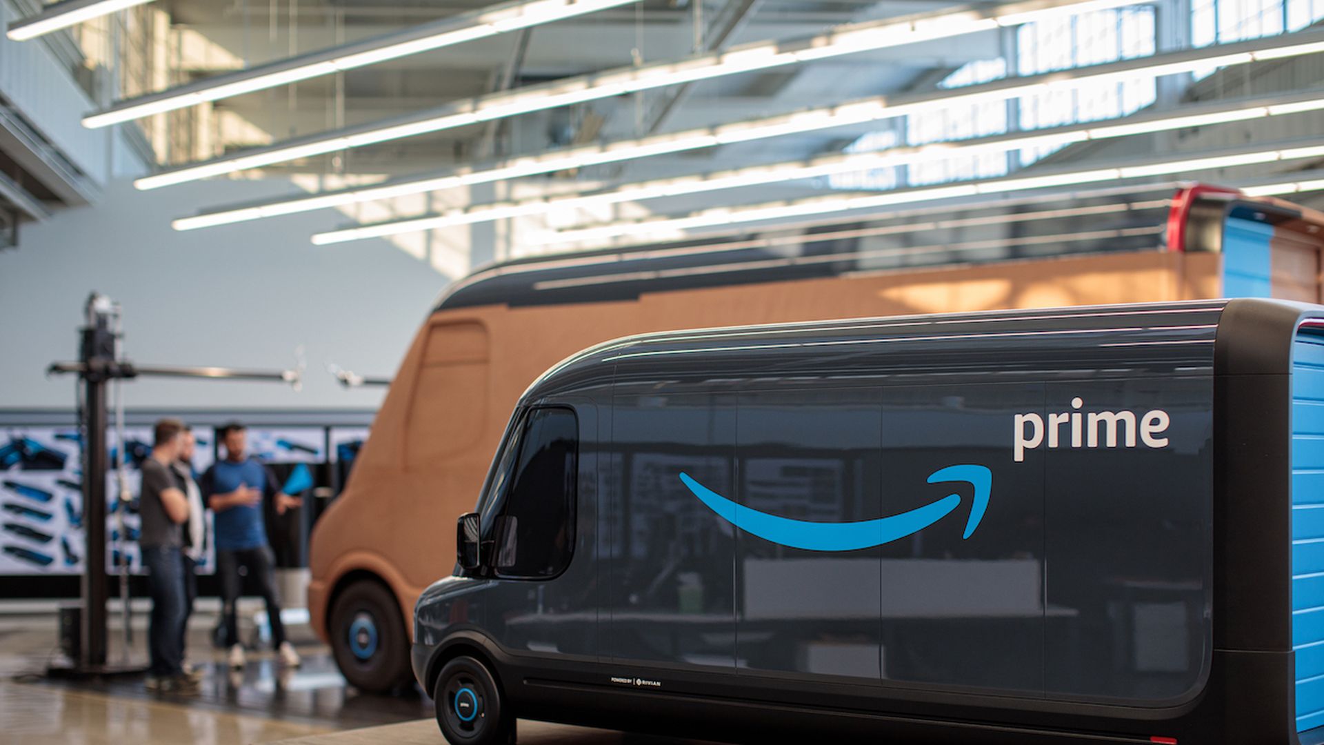 Model of electric delivery van that Rivian is building for Amazon.