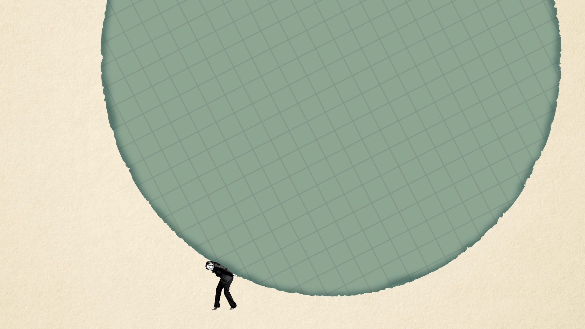 Illustration of a tiny woman holding up a giant circle