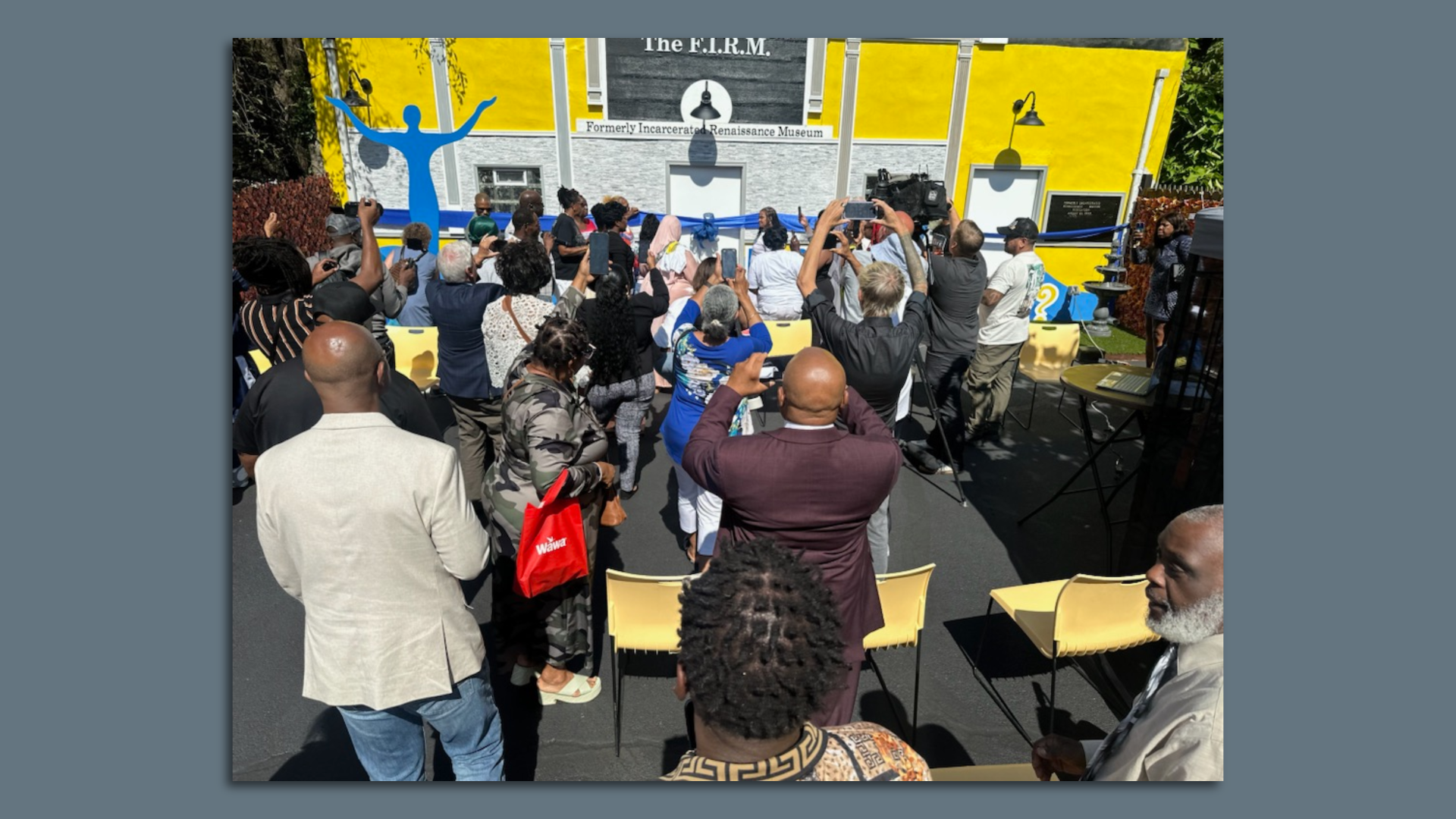 People attending the opening of the Formerly Incarcerated Renaissance Museum, or F.I.R.M., in Philadelphia.