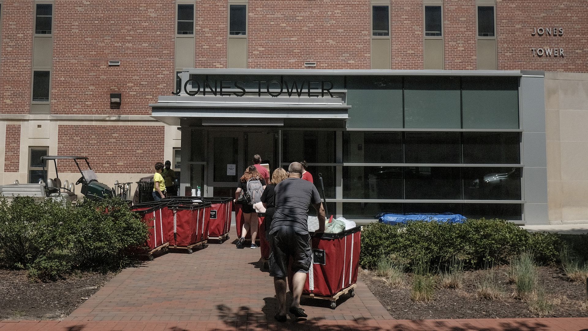 Incoming students begin moving in on the OSU campus on August 13, 2020 in Columbus, Ohio.