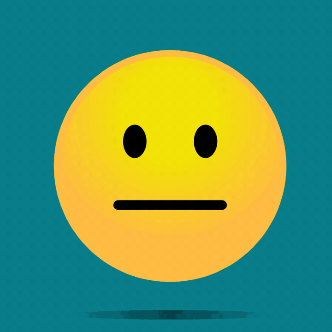 Illustration of an animated neutral emoji changing into a smiling-with-sunglasses emoji.