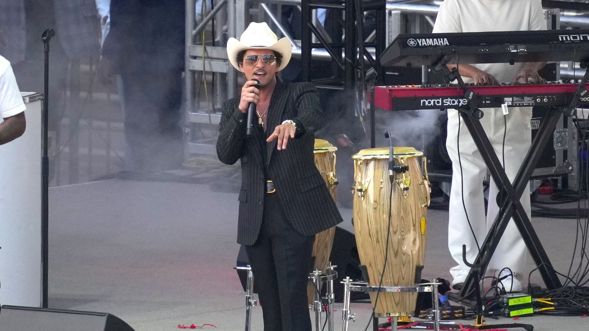 Bruno Mars attends the Vegas Strip Parade Honoring Bruno Mars and the Unveiling of Bruno Mars Drive on April 10, 2026 in Las Vegas, Nevada. (Photo by Candice Ward/Getty Images)