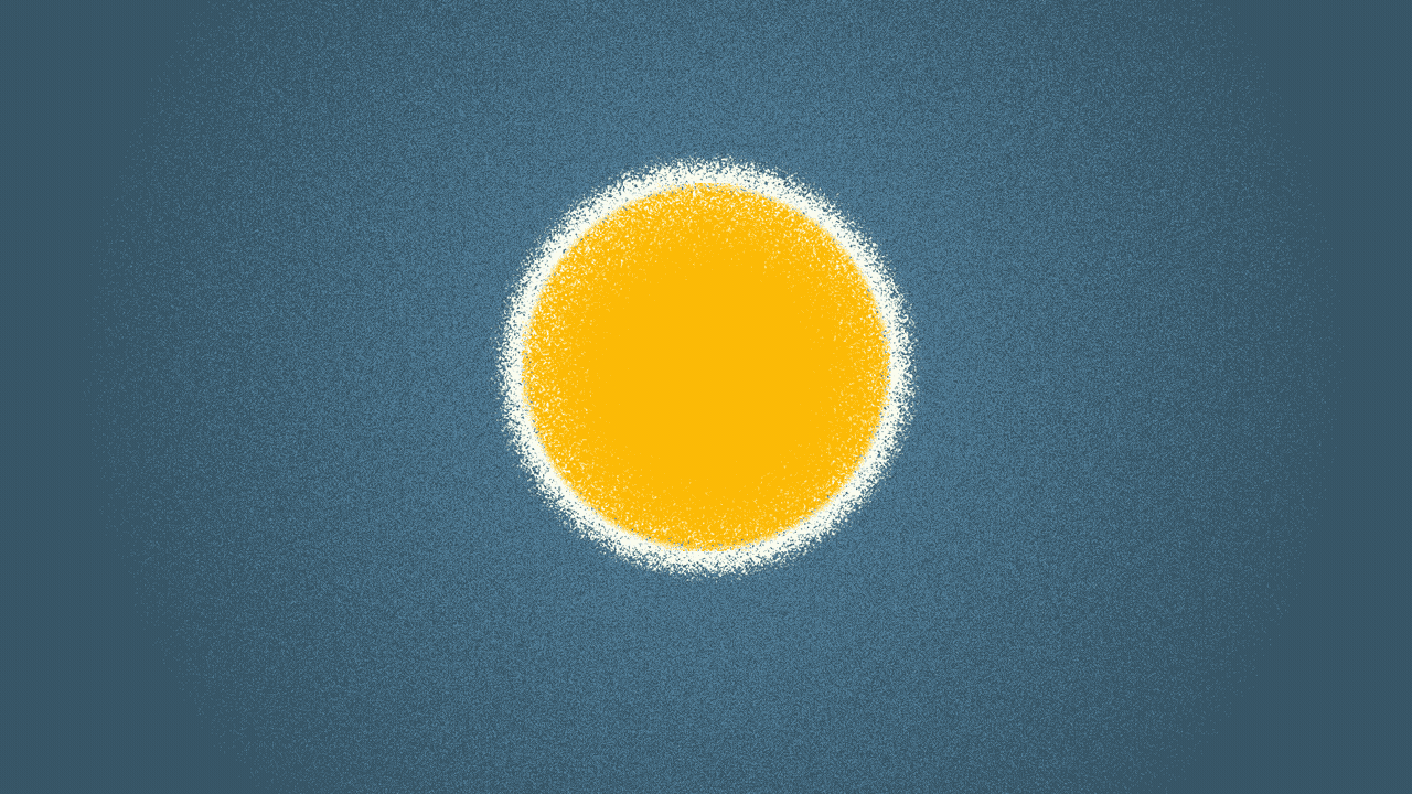 Animated illustration of clouds appearing to block the view of a solar eclipse.