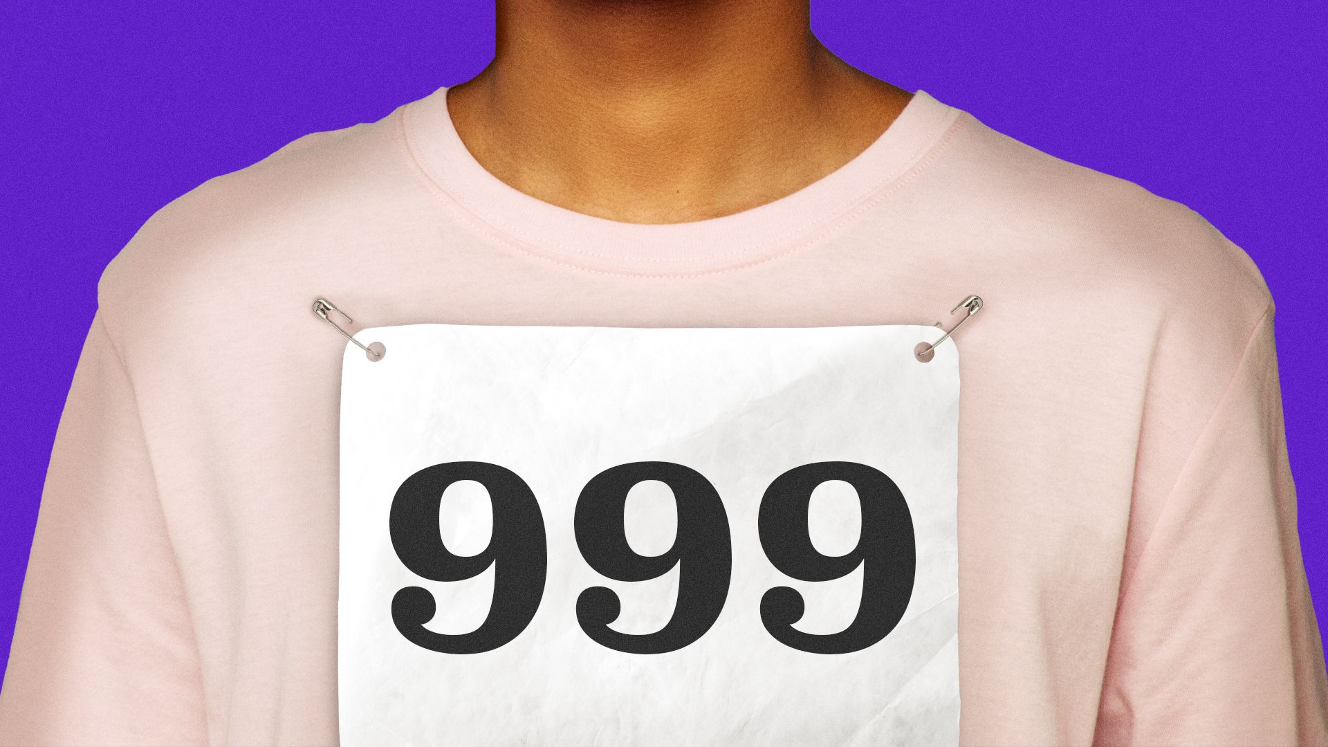 Animated illustration of a runner's bib increasing from 0 to 999.